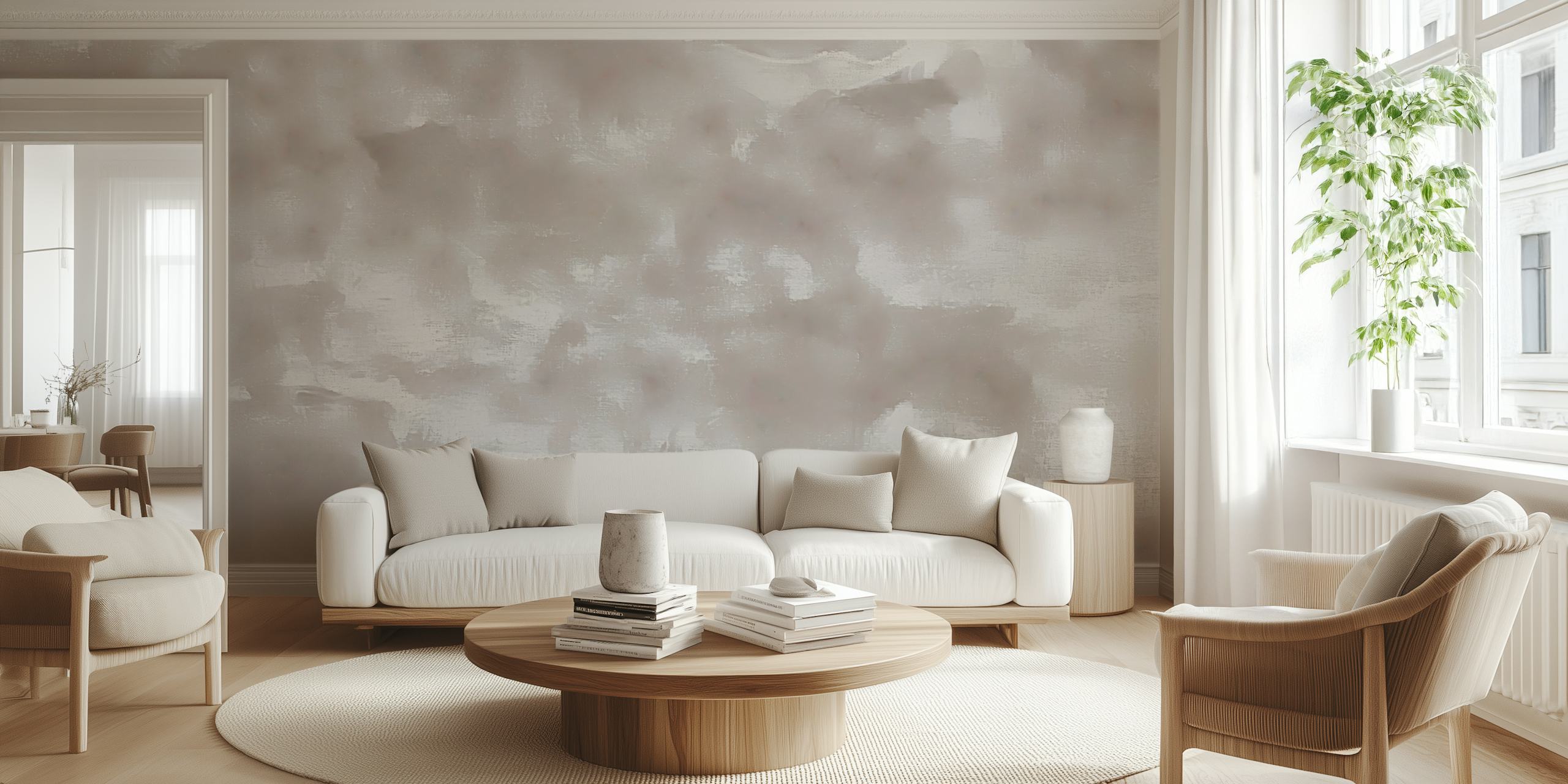 Abstract taupe textured wallpaper with soft hues and a velvet-like finish