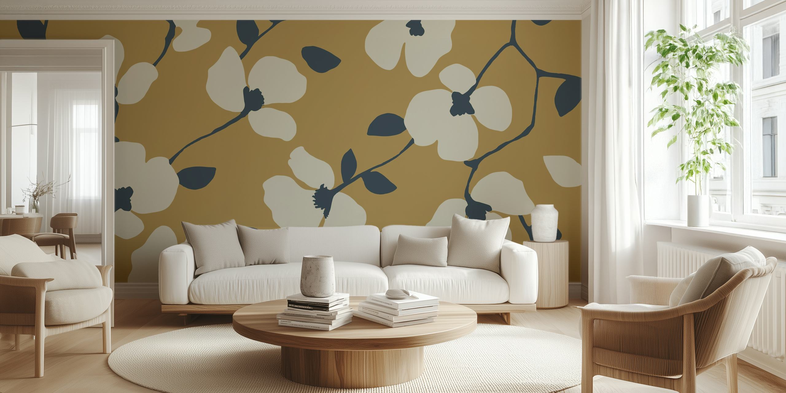 Flower Modern Tapetdesign in einem Zimmer