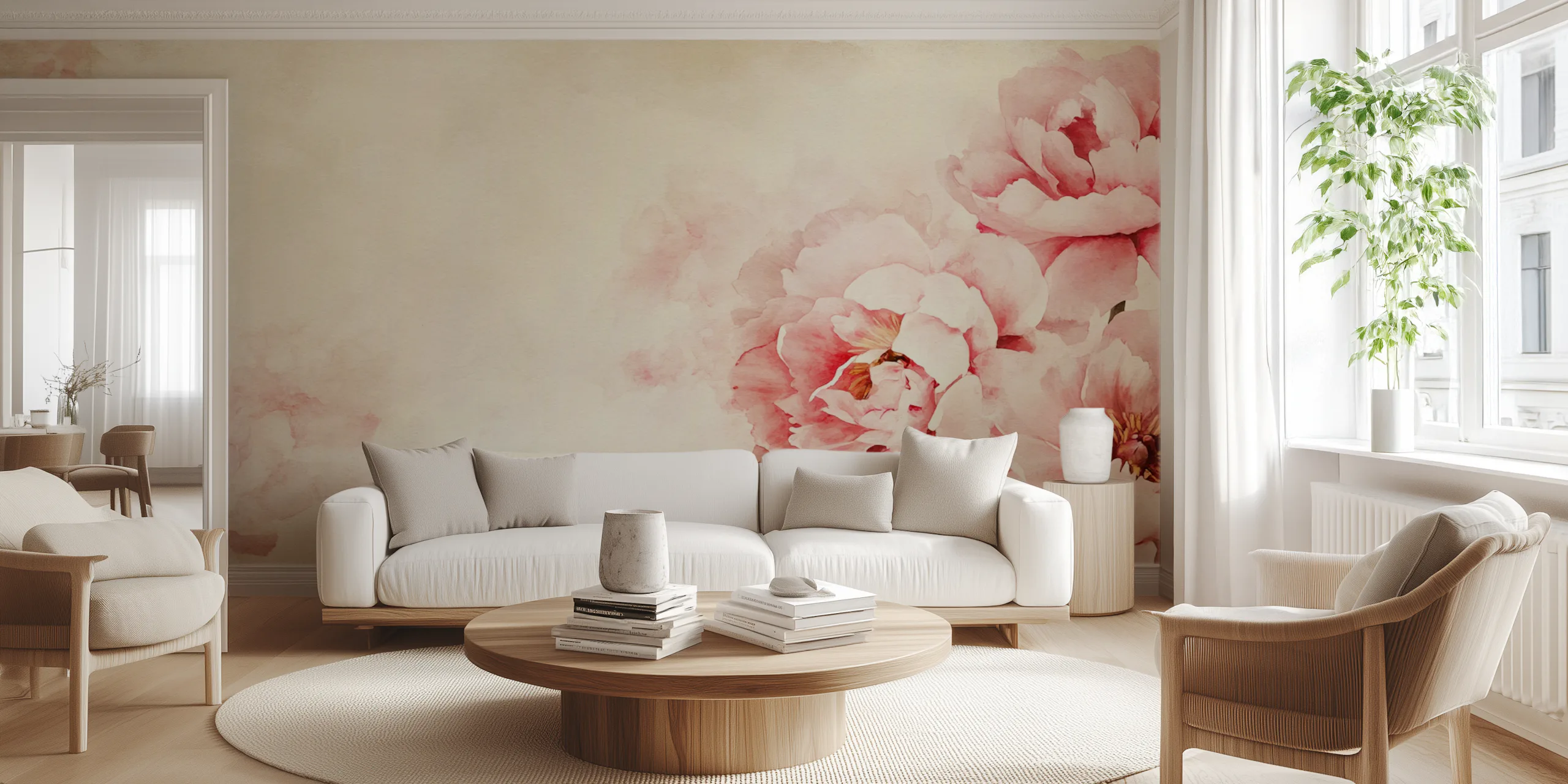 Blush Peony Elegance Wallpaper