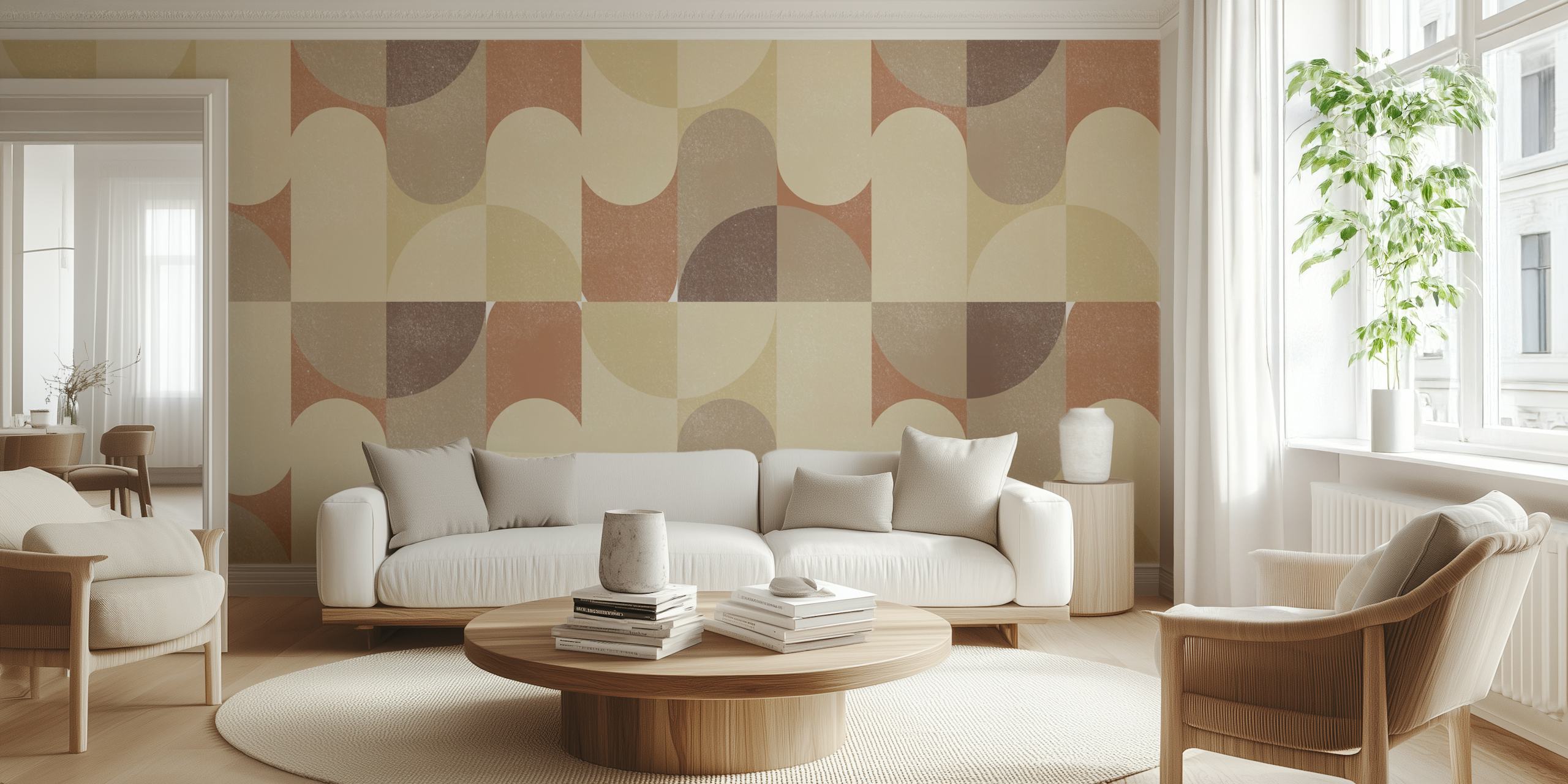 Neutral Tone Symmetry wallpaper in a room