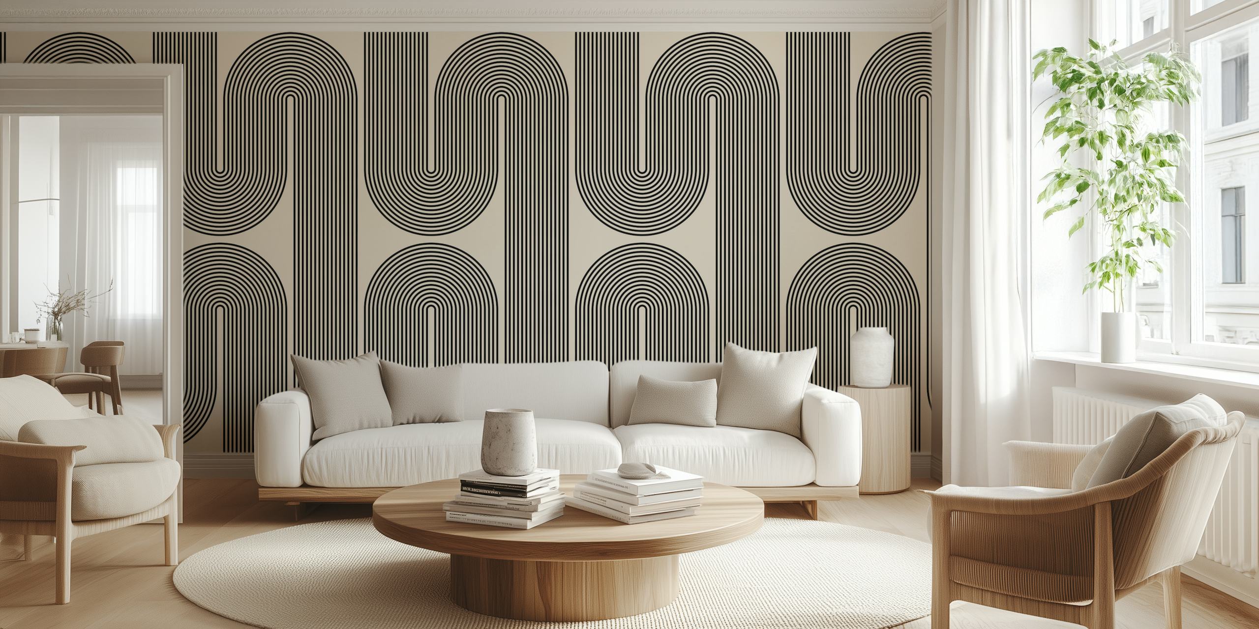 Interlocking Waves tapet i ett modernt rum
