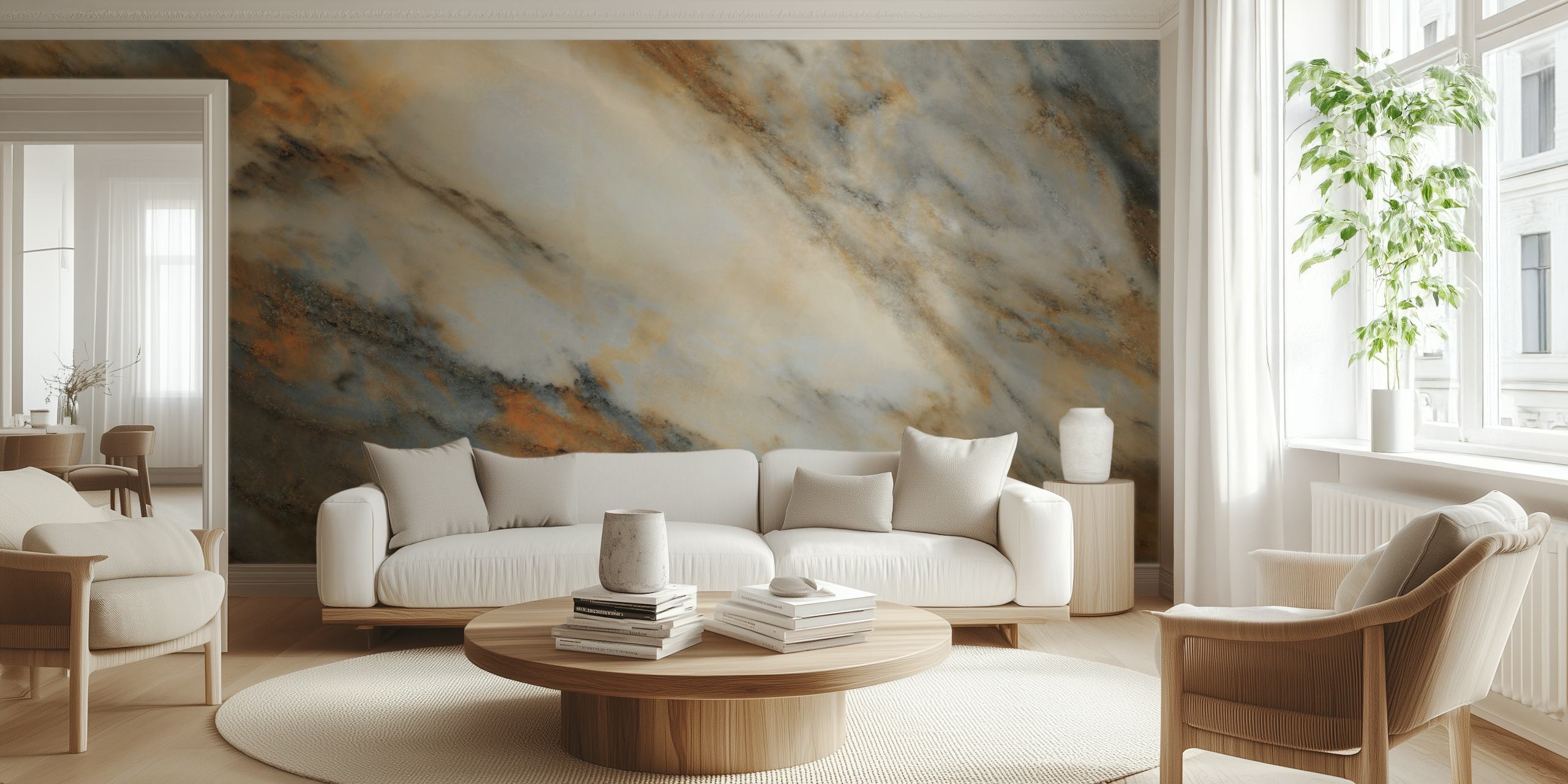 TIle Textures Stone papel de parede em um quarto