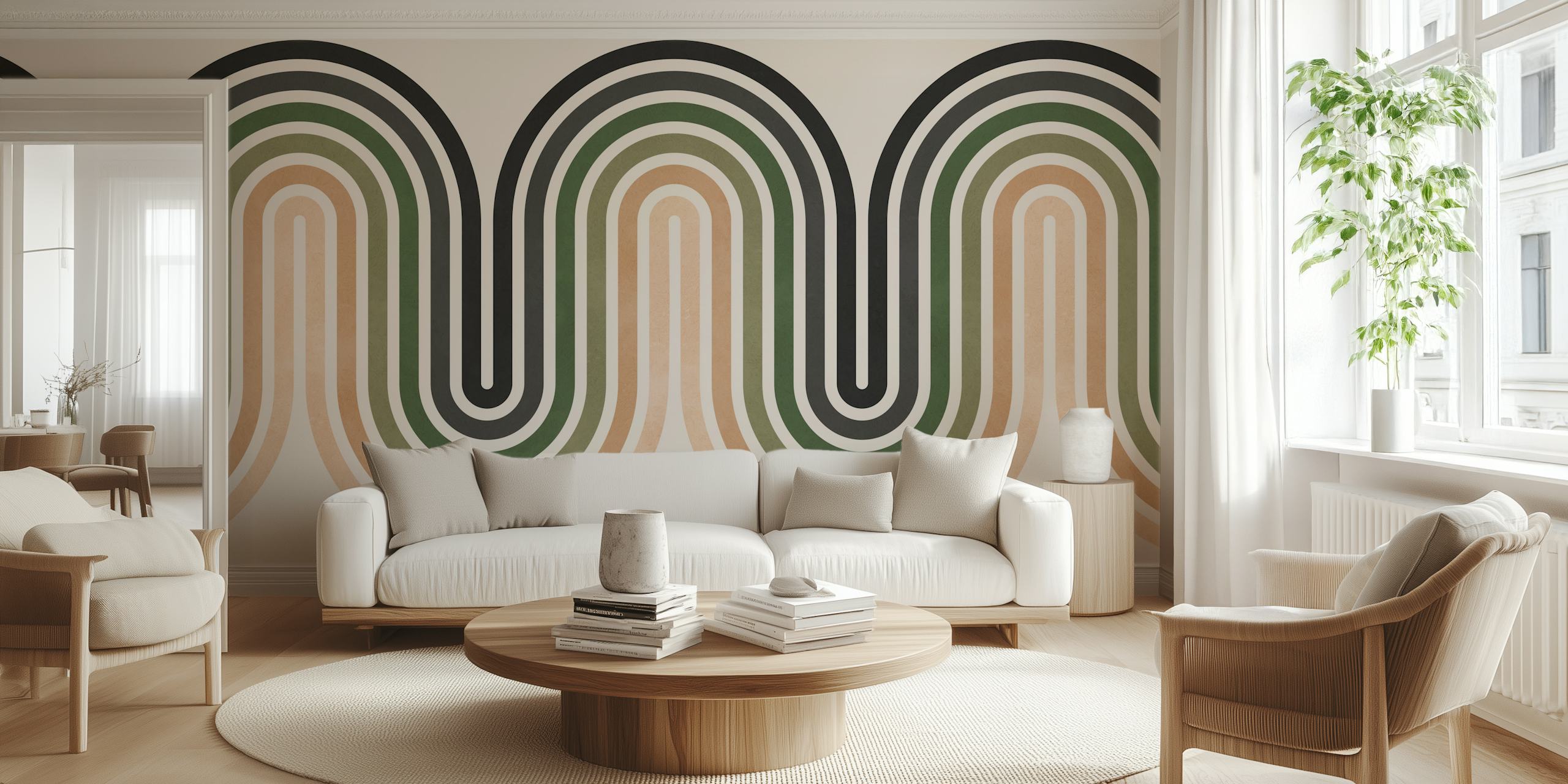 Papel pintado Vintage Curve Design en una habitación