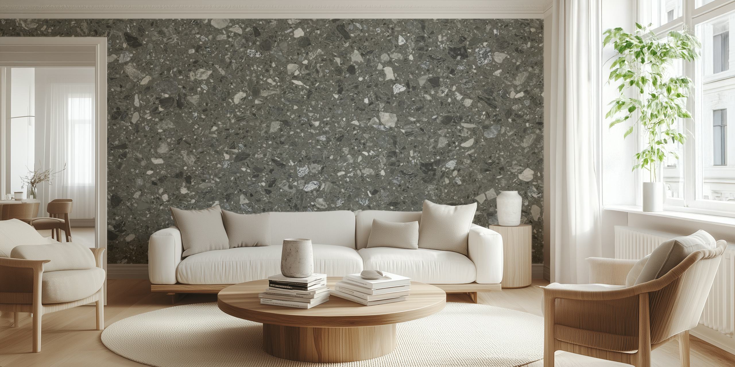 Terrazzo marble wallpaper in a room