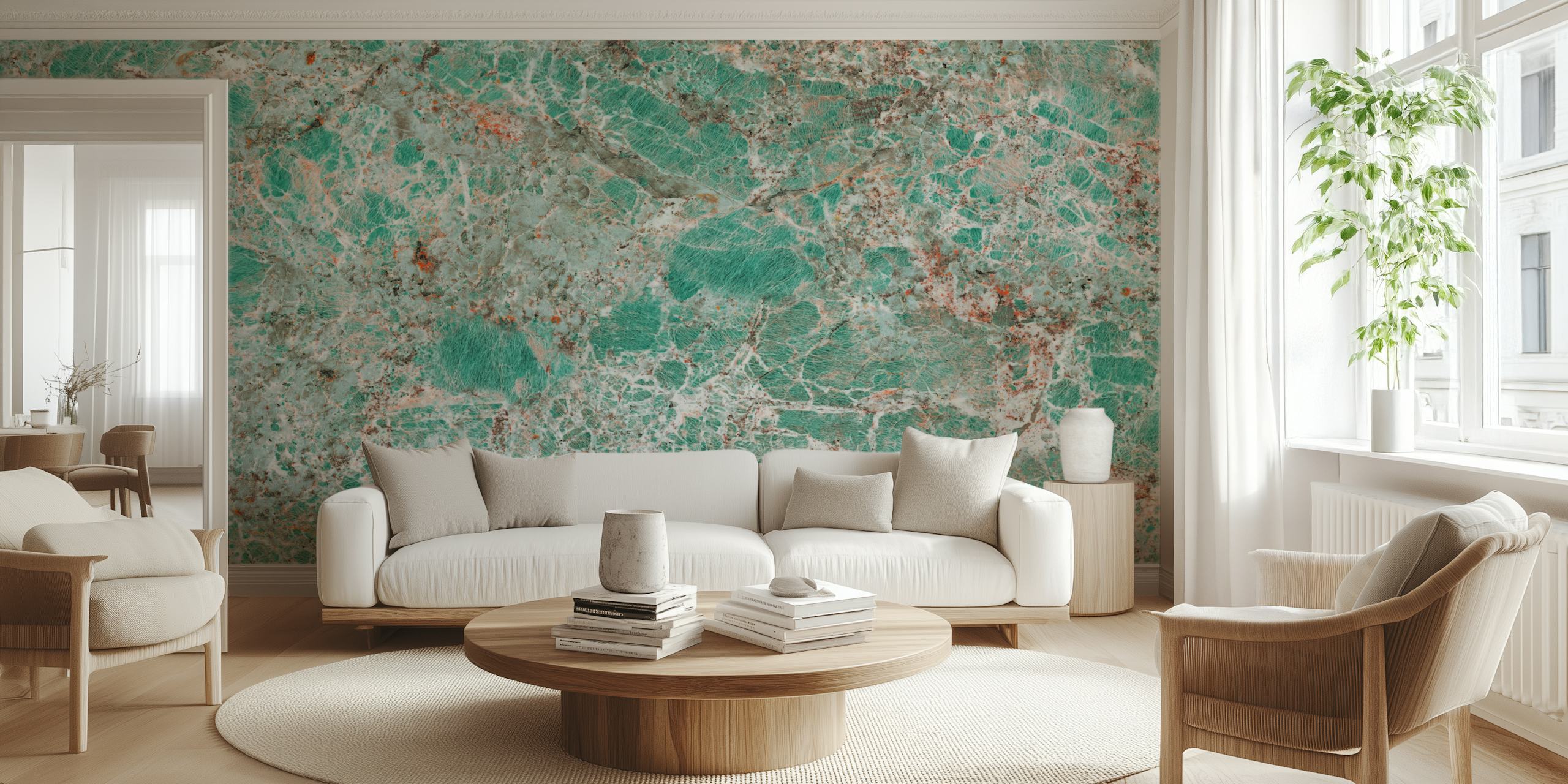 Amazonite Stone tapeta prikazana u prostoriji
