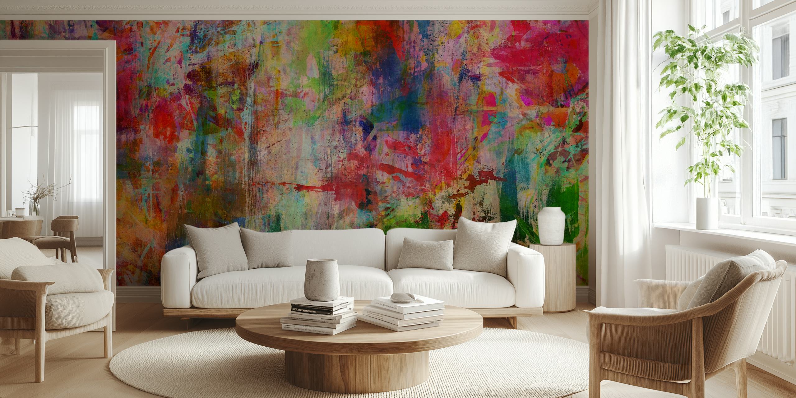 Colorful brush stroke patterns in vibrant hues wallpaper