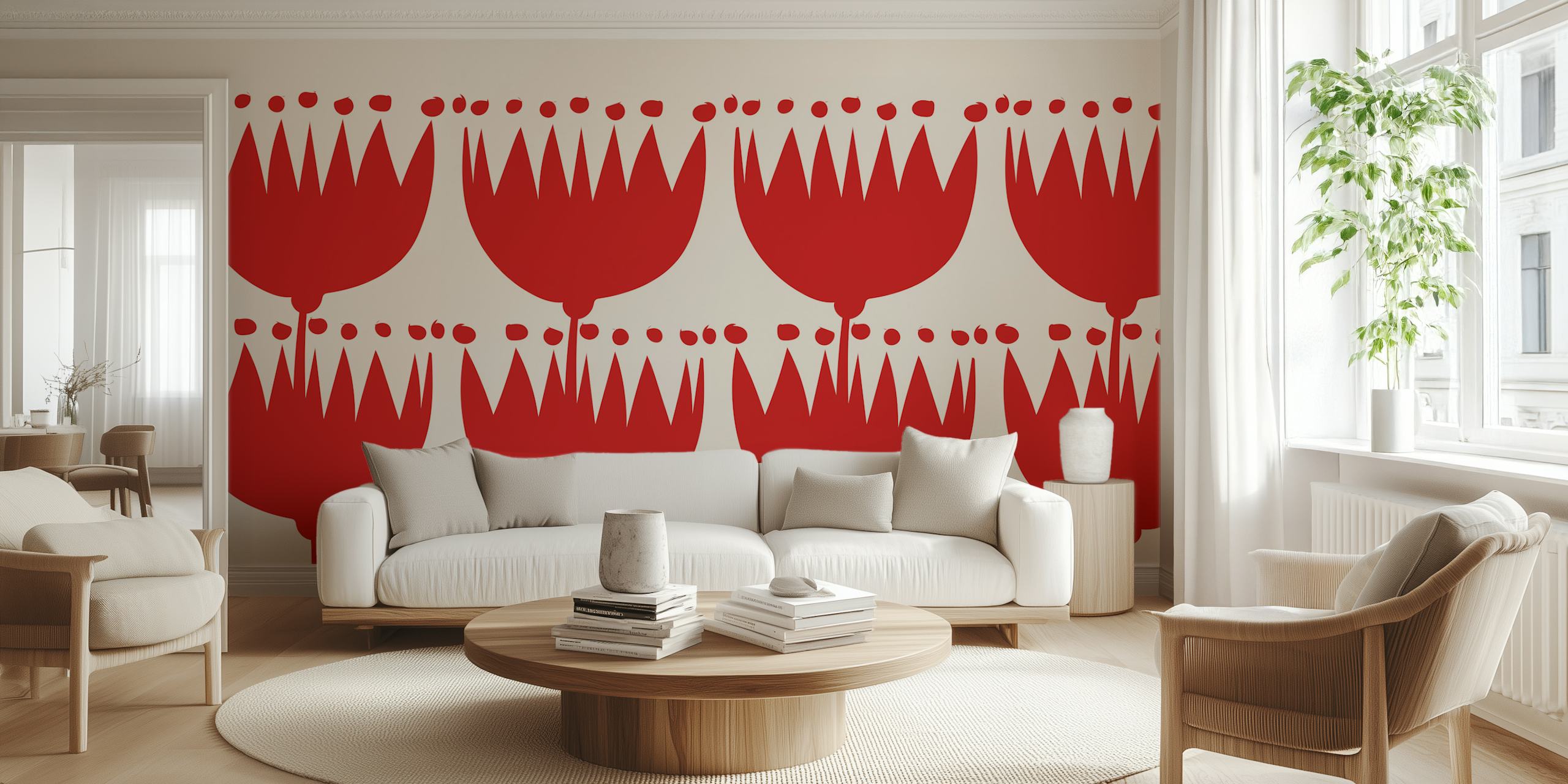 papel de pared 70s Groovy Garden en una habitación