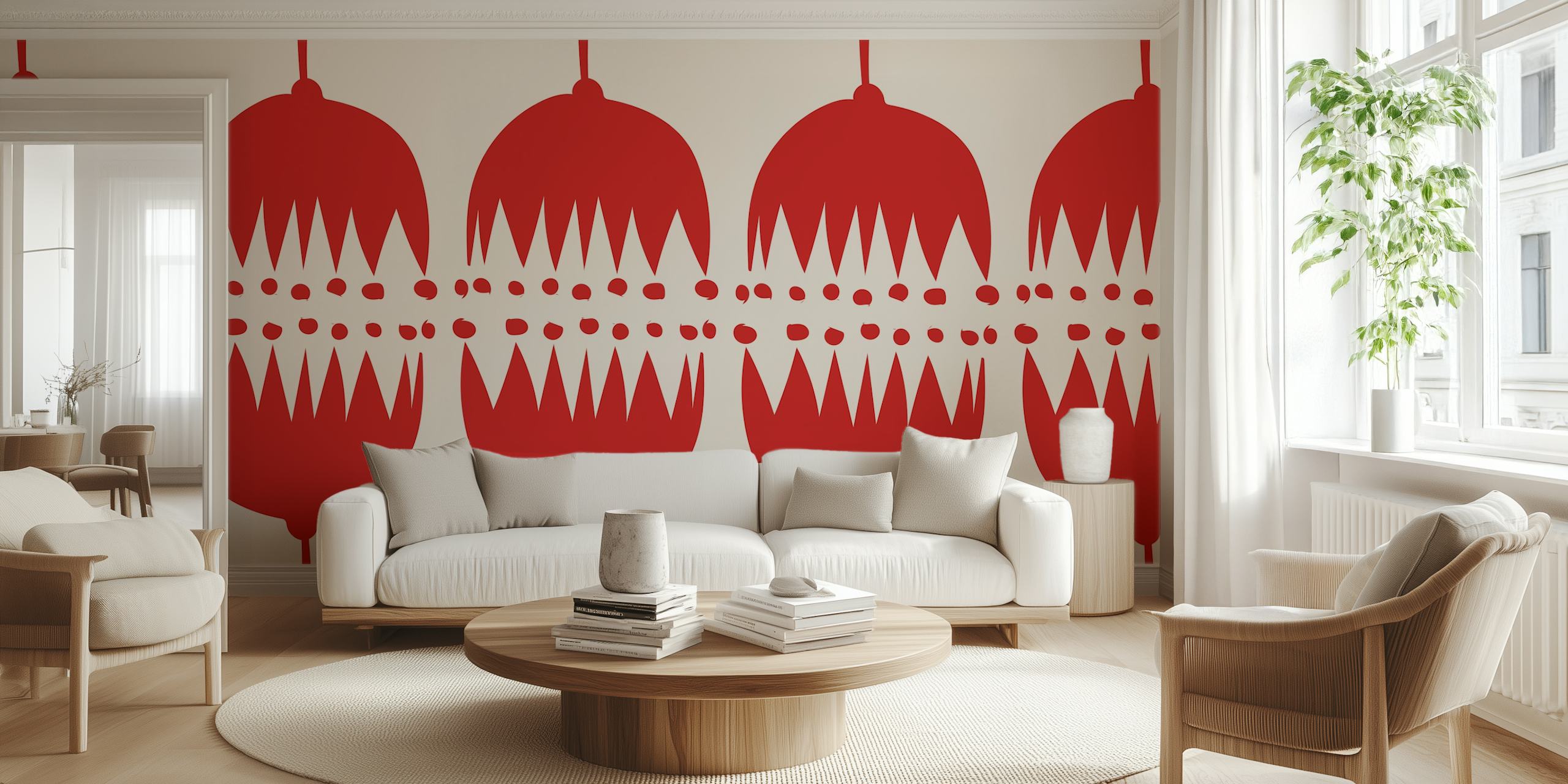 70s Funky Garden wallpaper displayed in a room