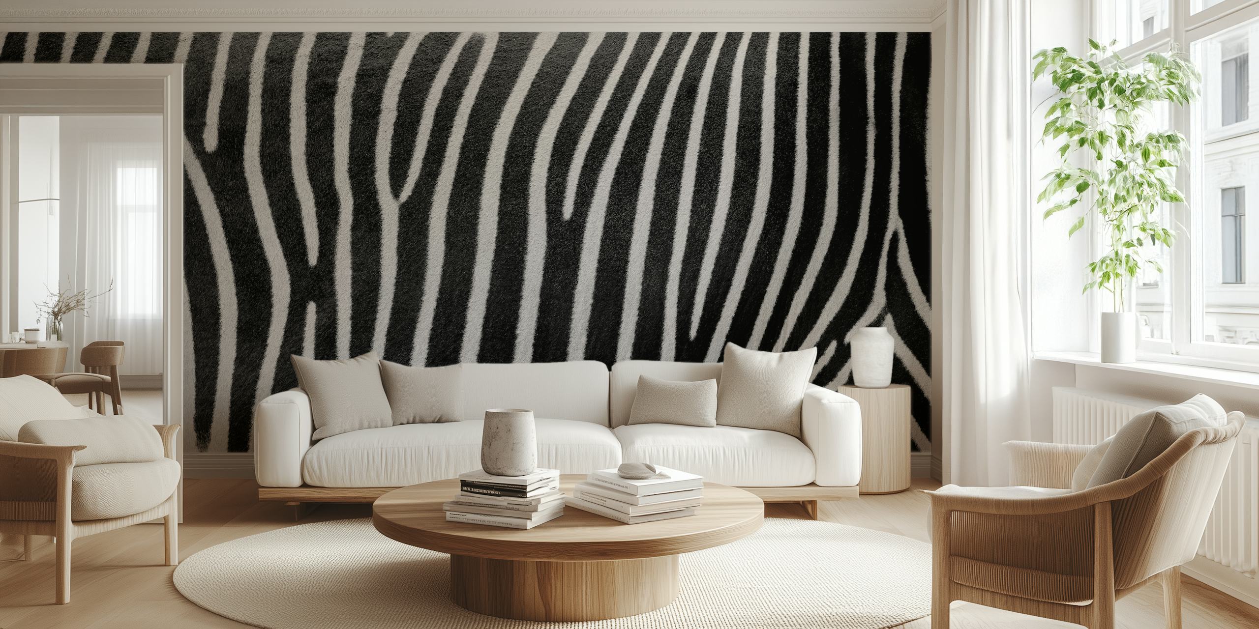 Zebra stripe pattern wall mural for modern home decor