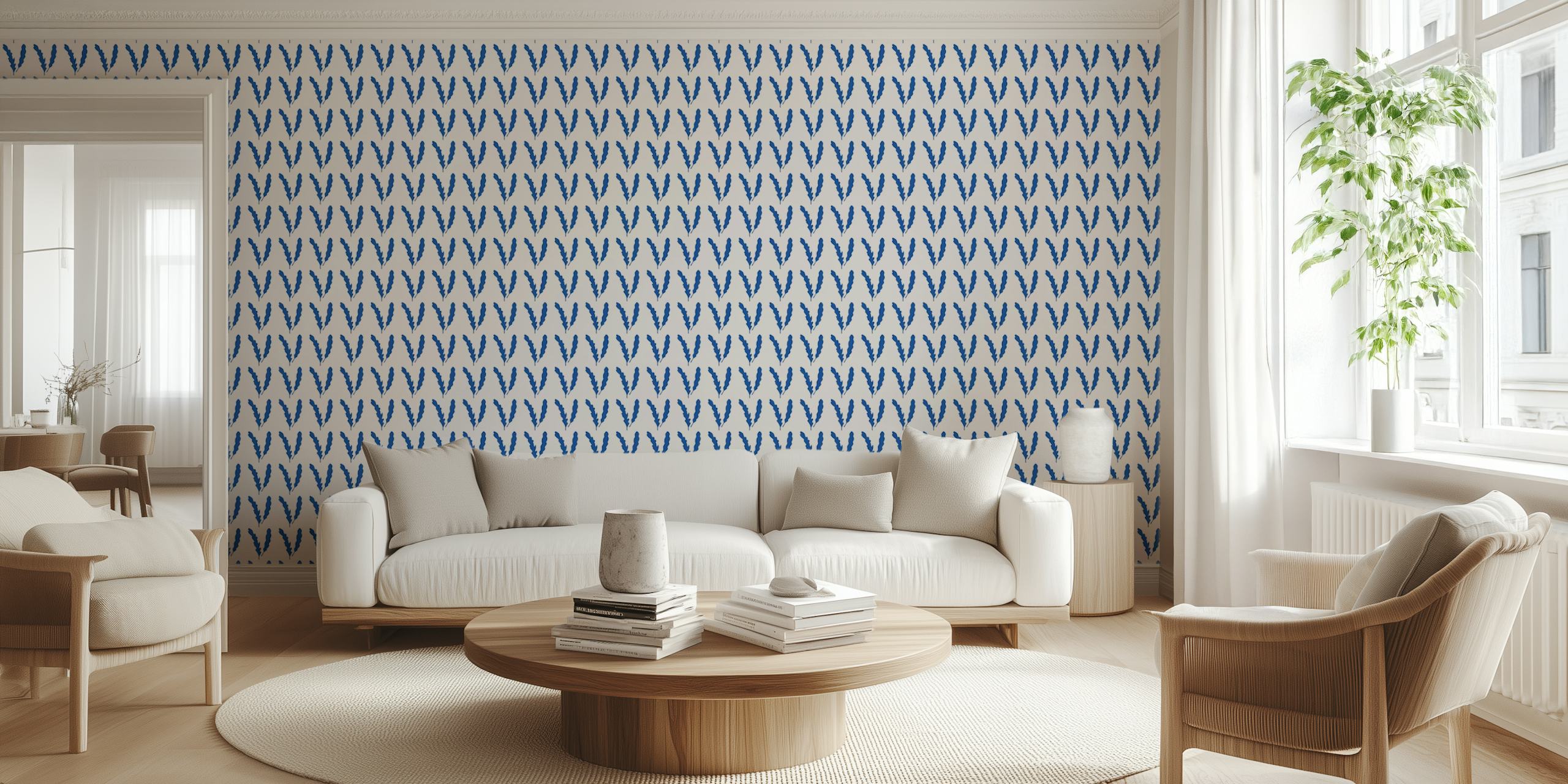 Leaf Mandarins Blue wallpaper pattern