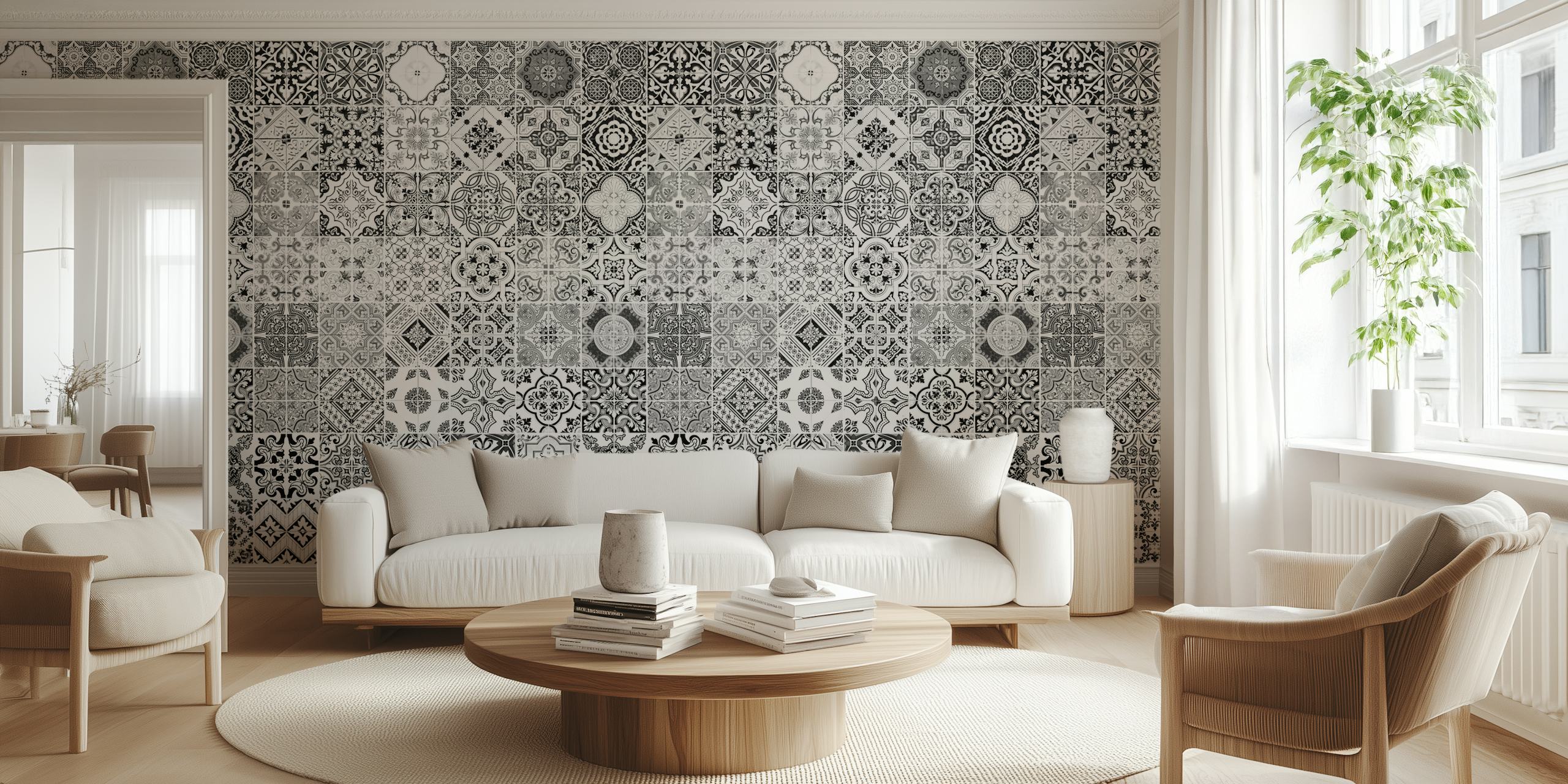 Papel de parede com padrão geométrico inspirado em Marrakech