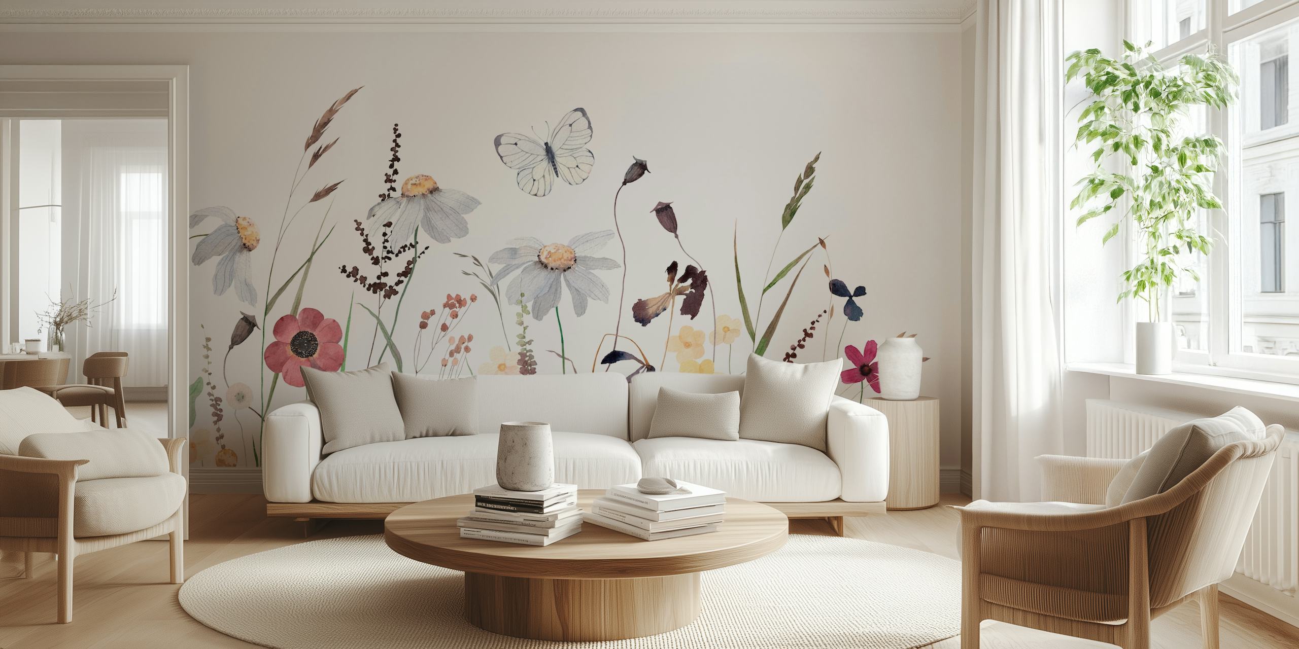 Wildflowers watercolor tapeta u sobi