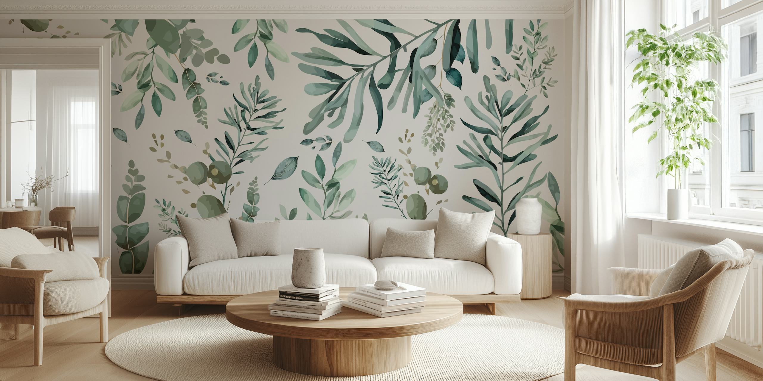 Tapeta Botanic leaf v nastavení pokoje