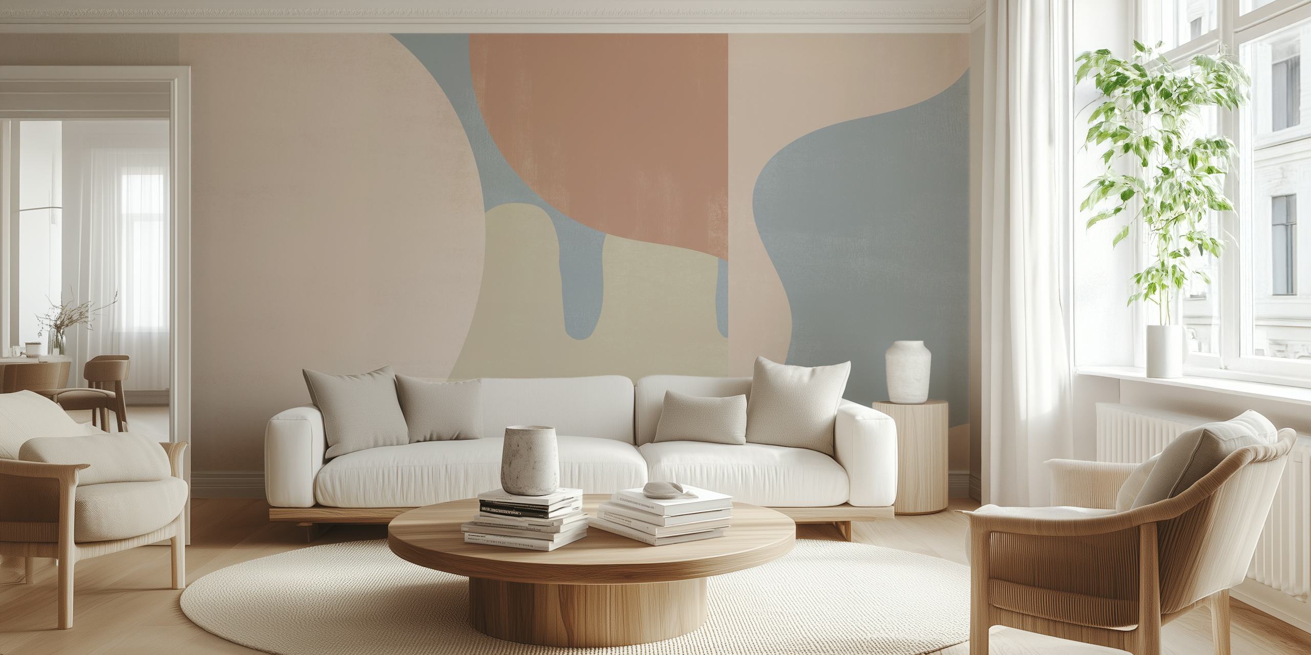 Abstract Happy papel pintado exhibido en una habitación