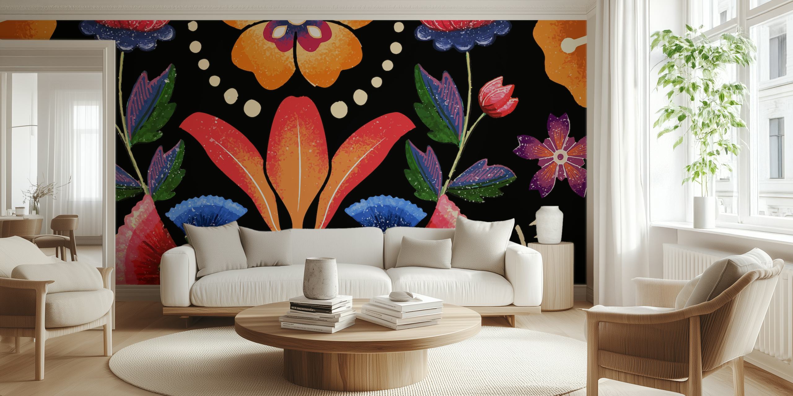 Frida Big Onix wallpaper in a cozy room