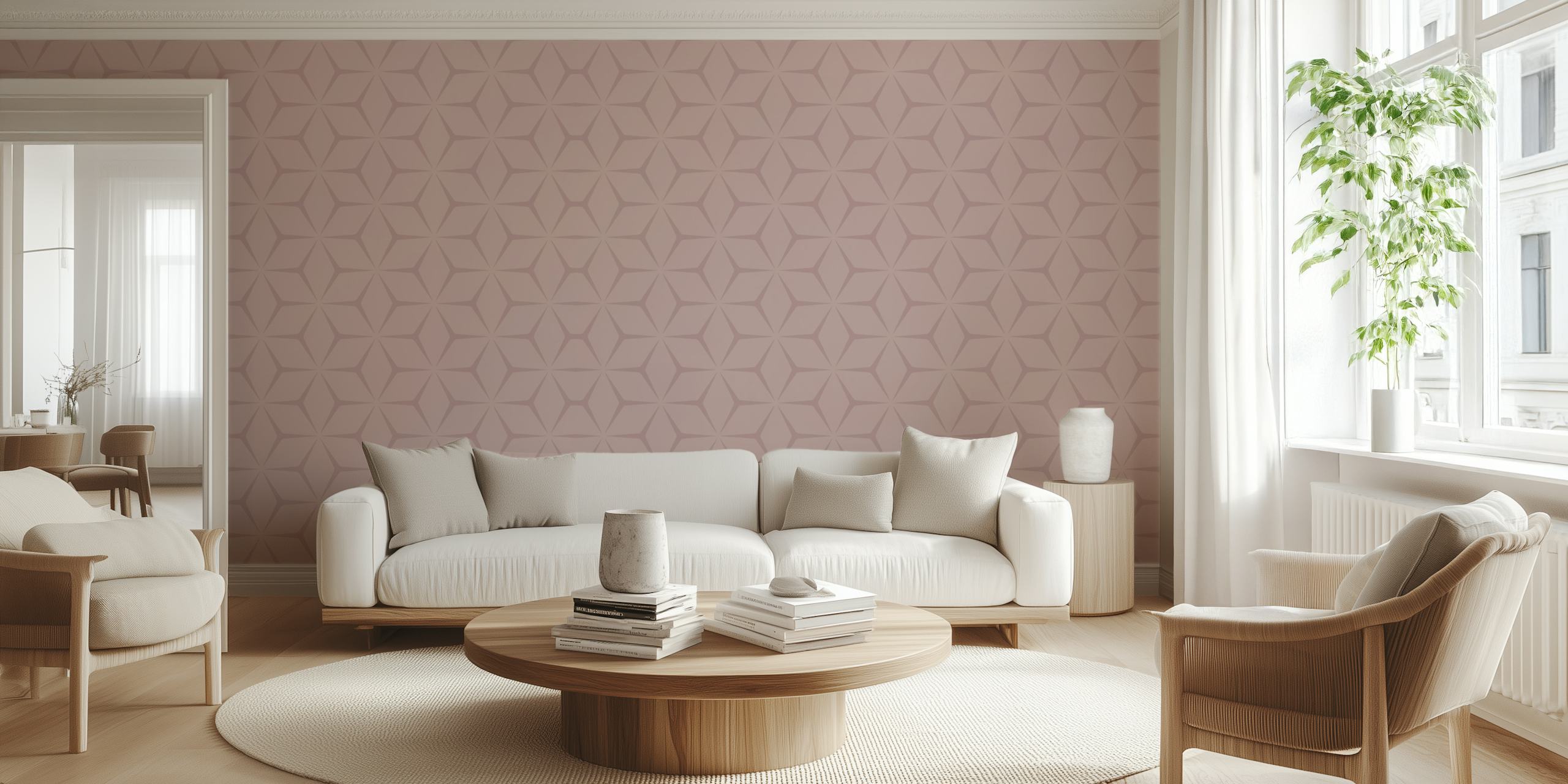 Mid Century Rosee wallpaper design in room