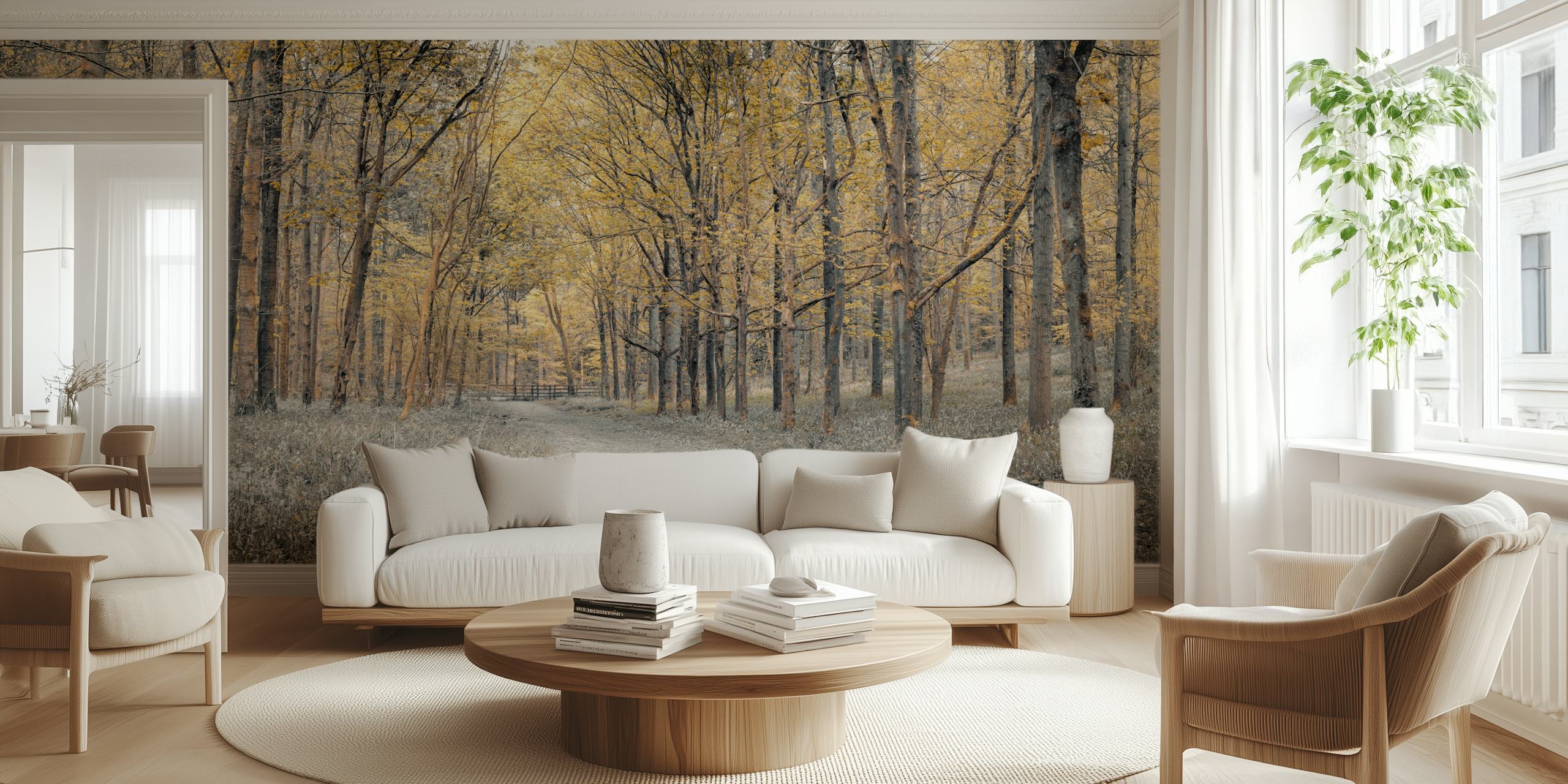 Golden Forest Path tapetti huoneessa