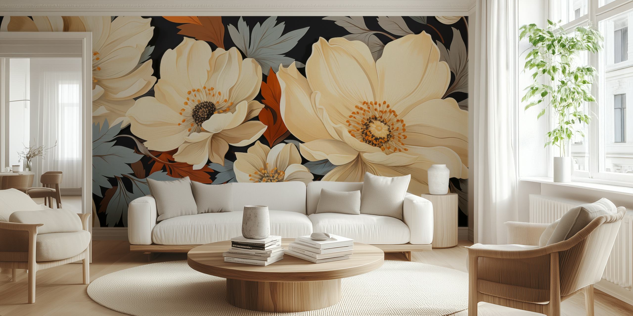 Flower Spring wallpaper design in a room