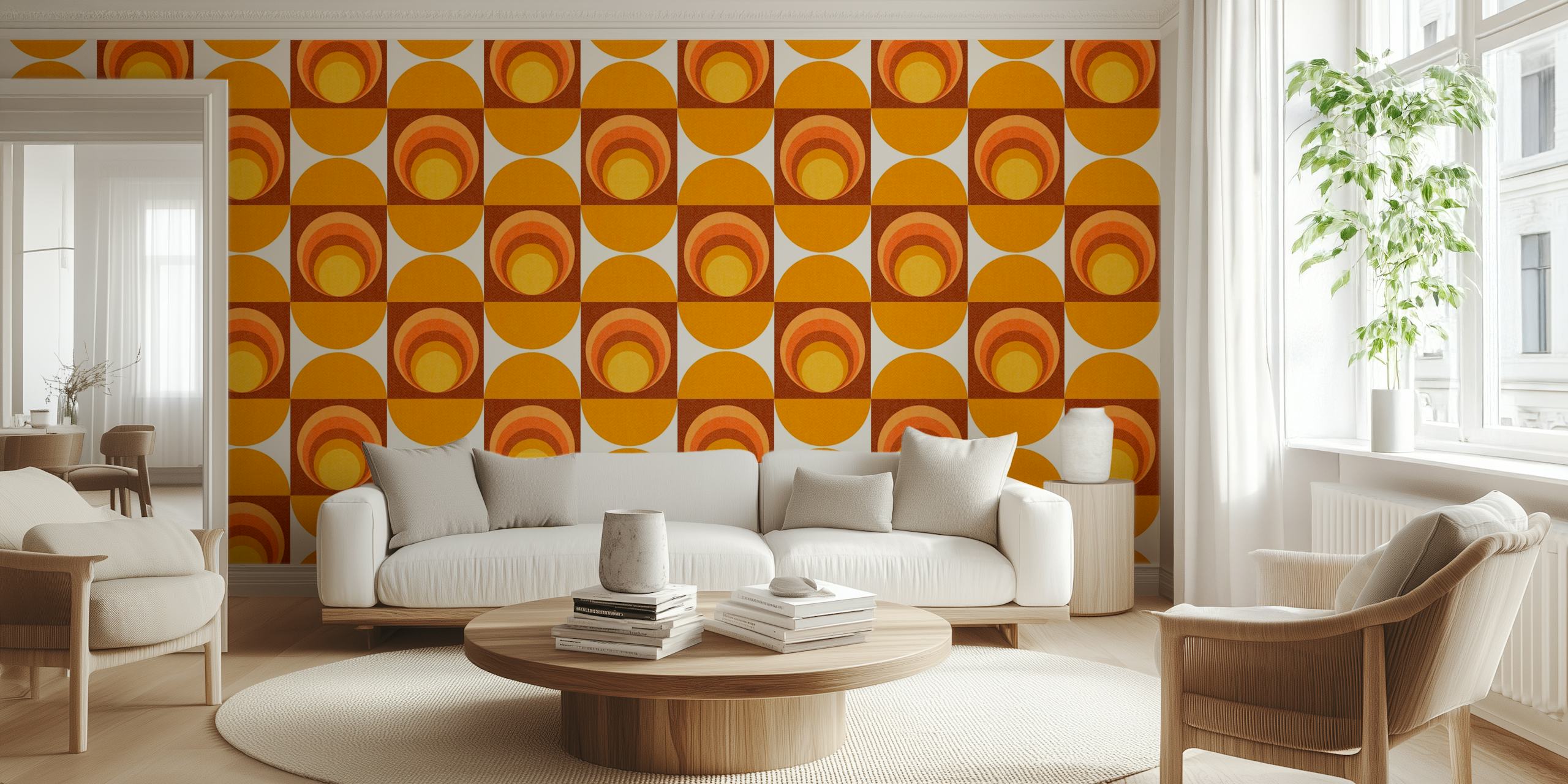 Vintage Abstract Geometry Pattern Orange Sun in Raumgestaltung