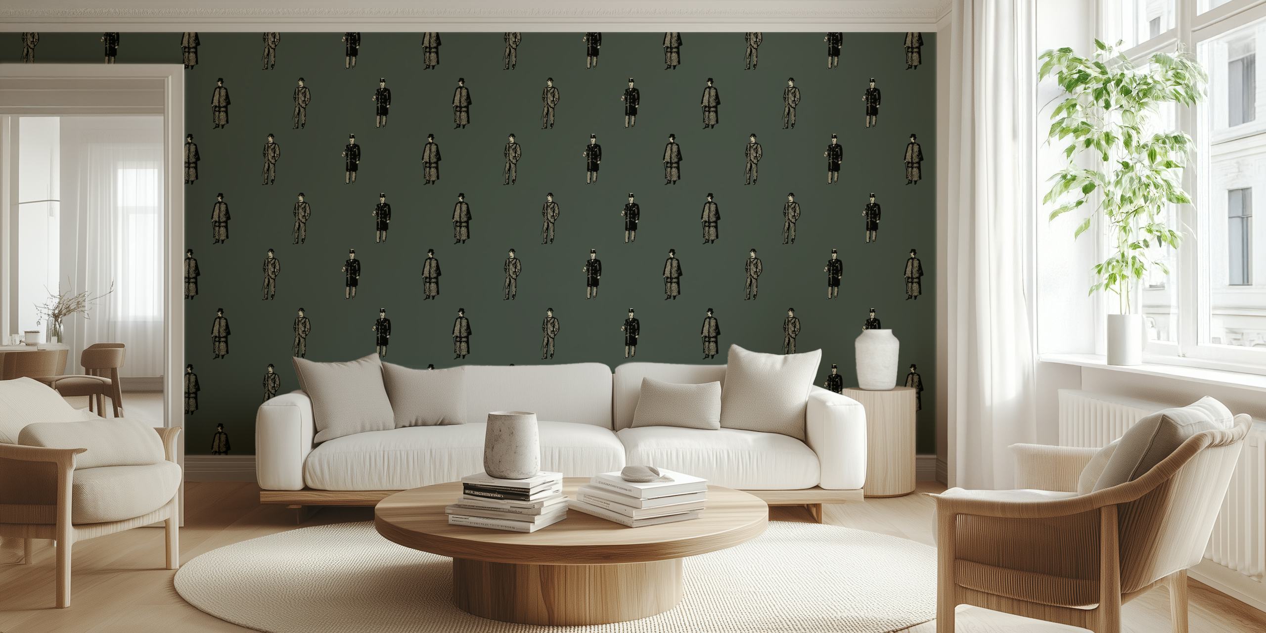 Design de papier peint Vintage Man dans une pièce