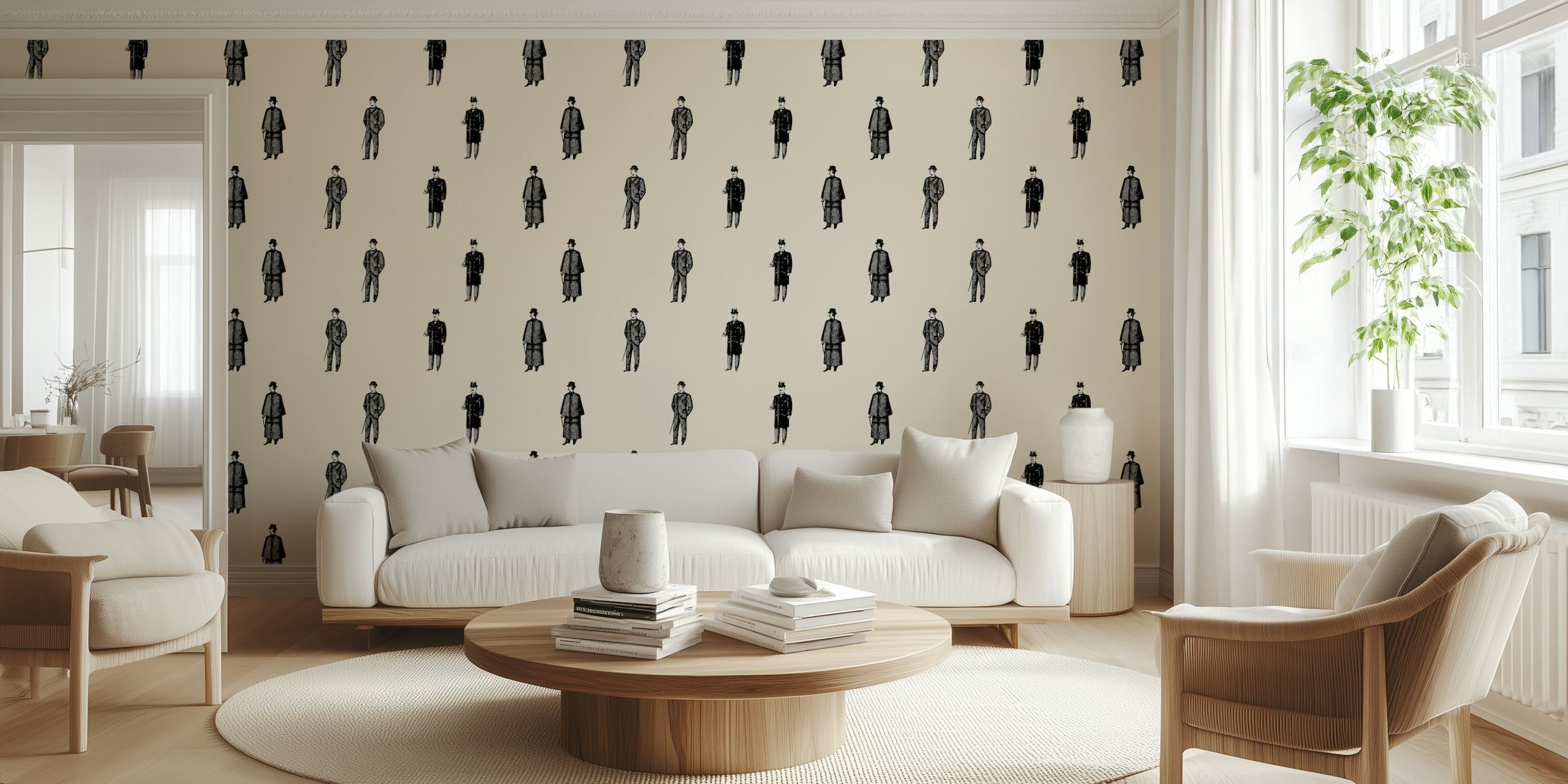 Vintage Man wallpaper pattern in a room