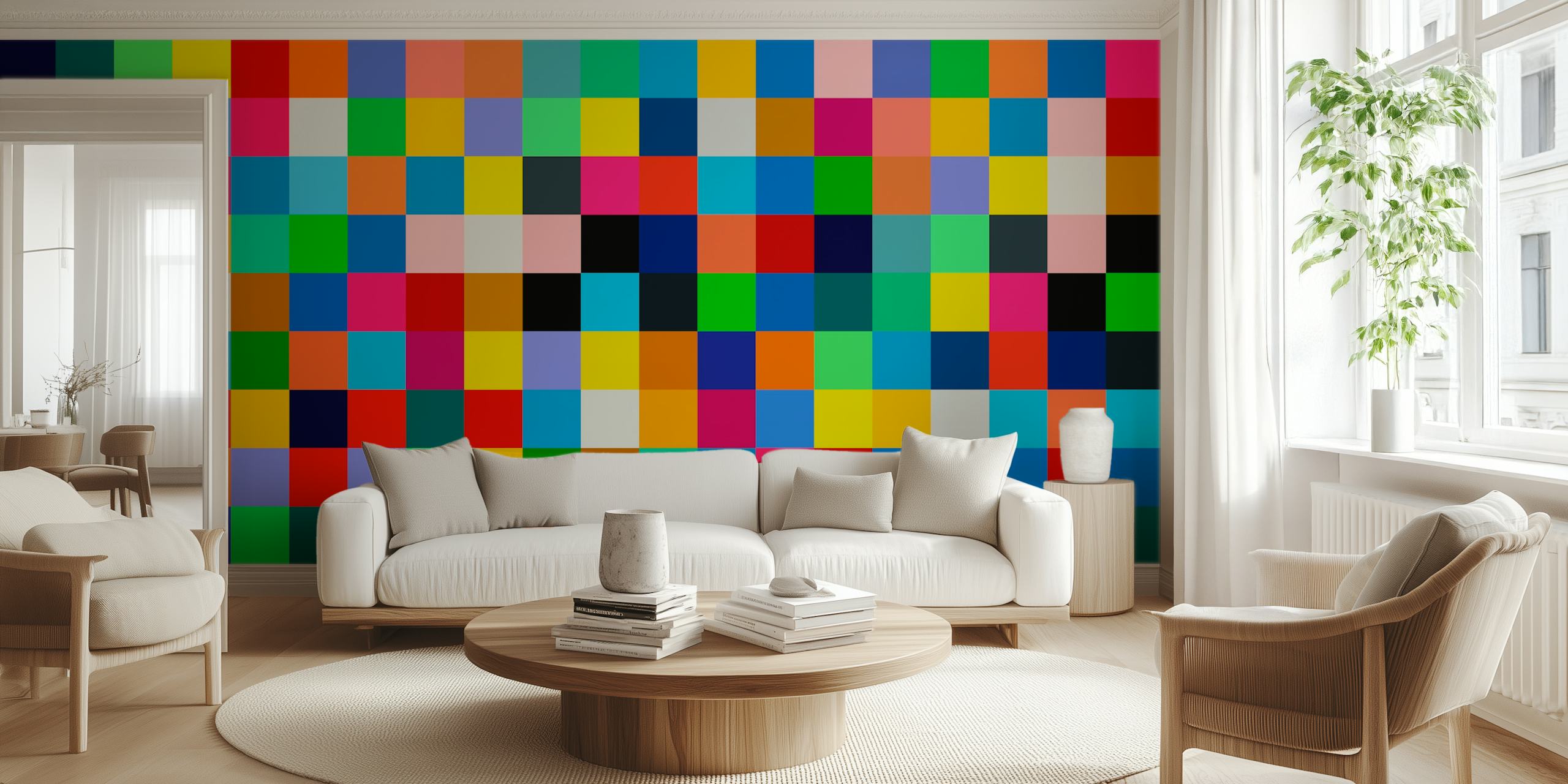 Contemporary geometric wallpaper design in colors