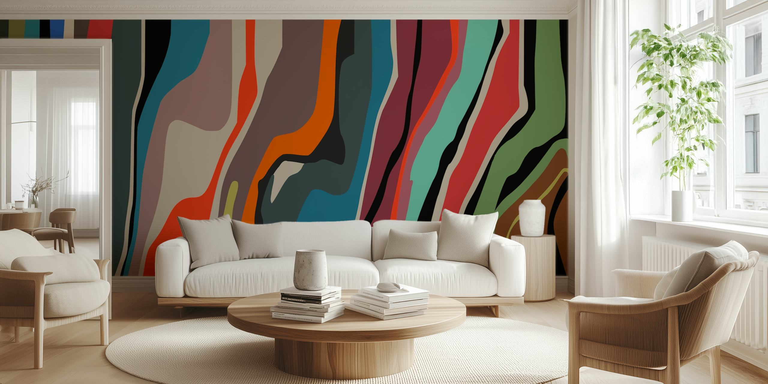 Papier peint Sinuous Shapes 12 dans une pièce