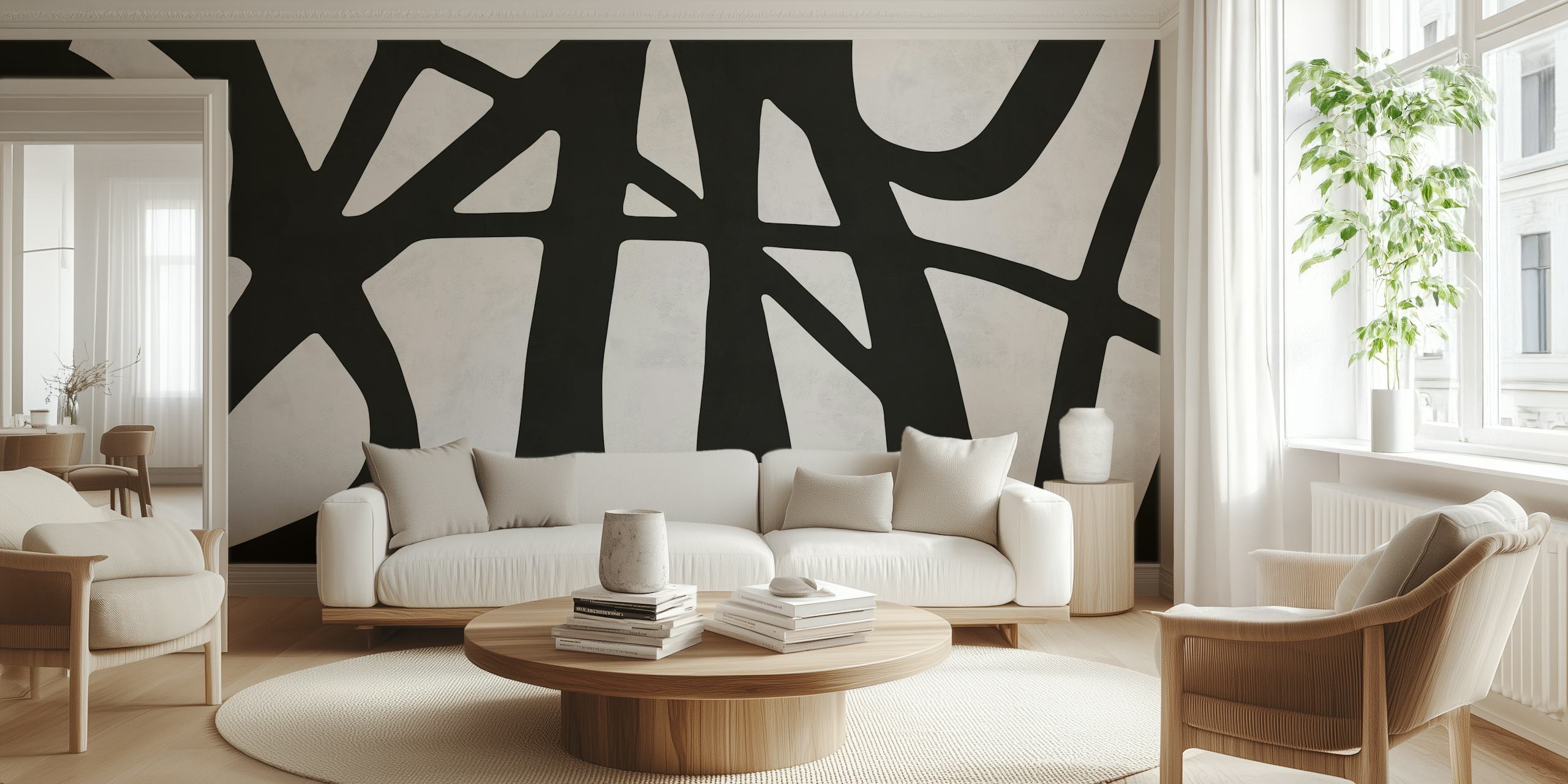 Papel de parede Black and white strokes em um quarto