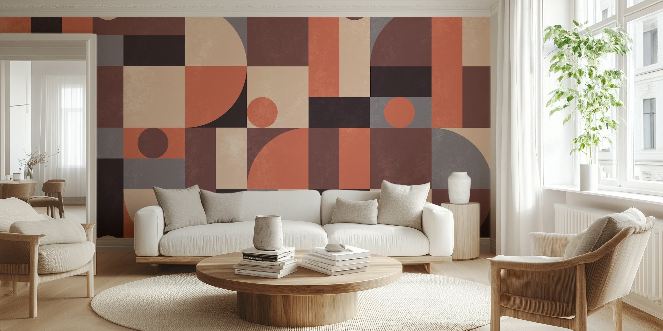 Mid Century Bauhaus Vintage Tapeta W Pokoju