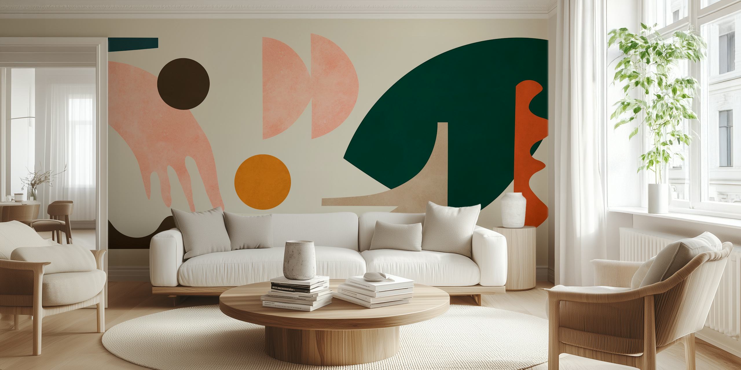 Colorful abstract geometric shapes in various colors wallpaper