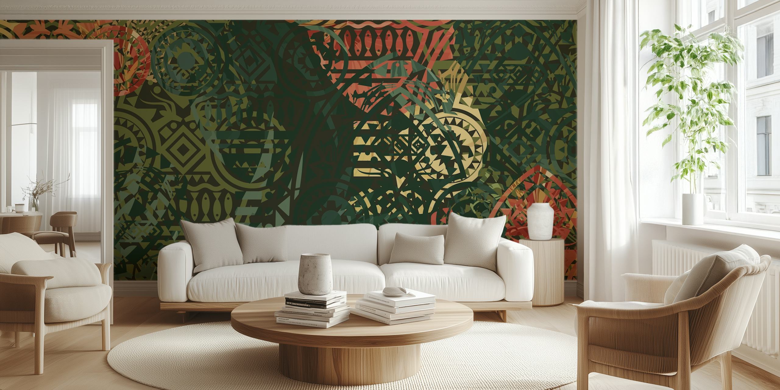 Papel de parede Luxury African Florest em um quarto