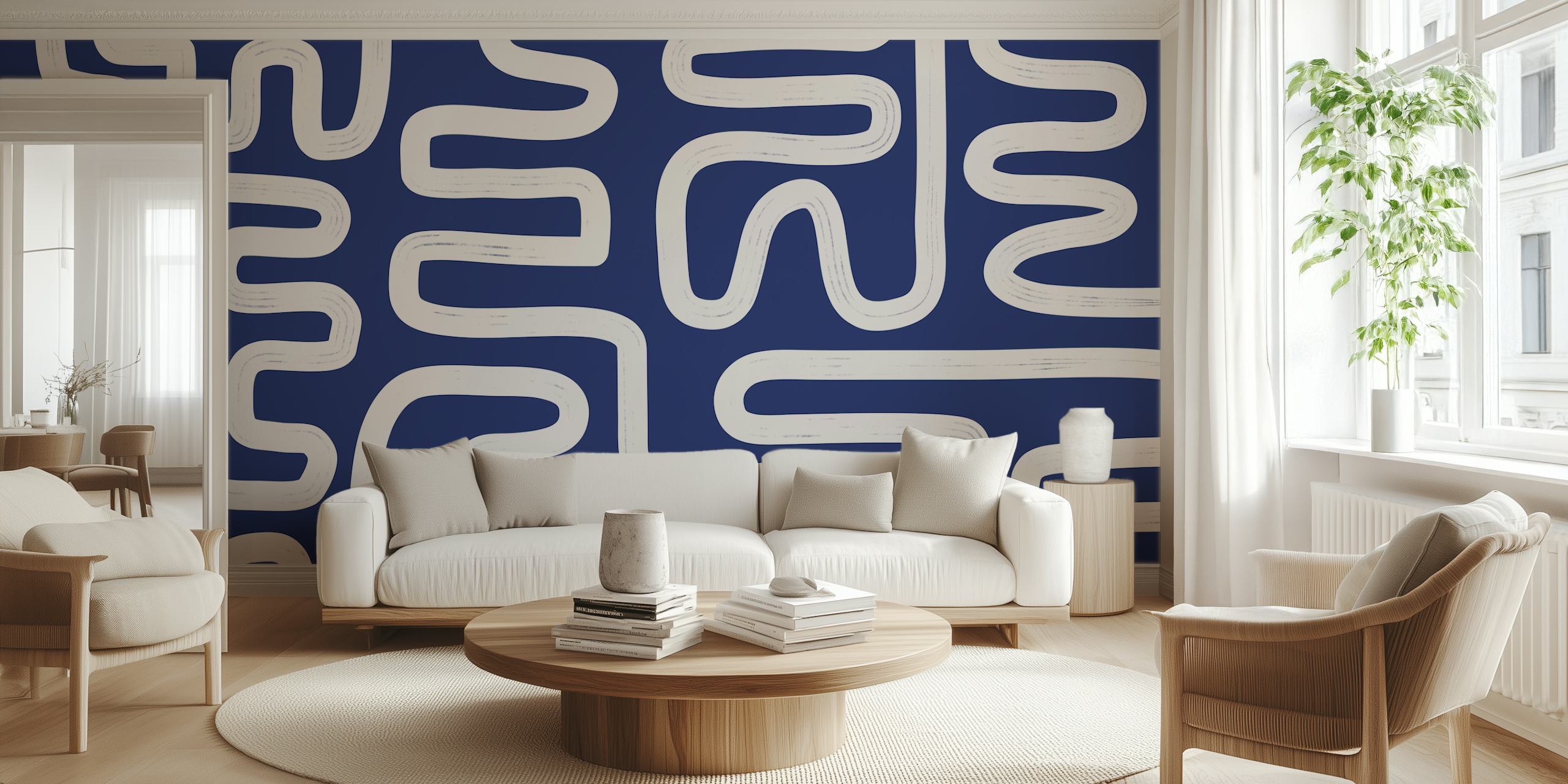 Abstract Line Blue 2 wallpaper in a room