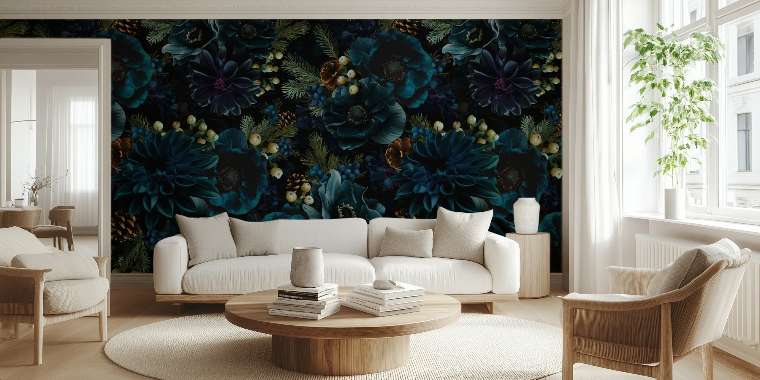 Carta da parati Twilight Flower Elegance in una stanza