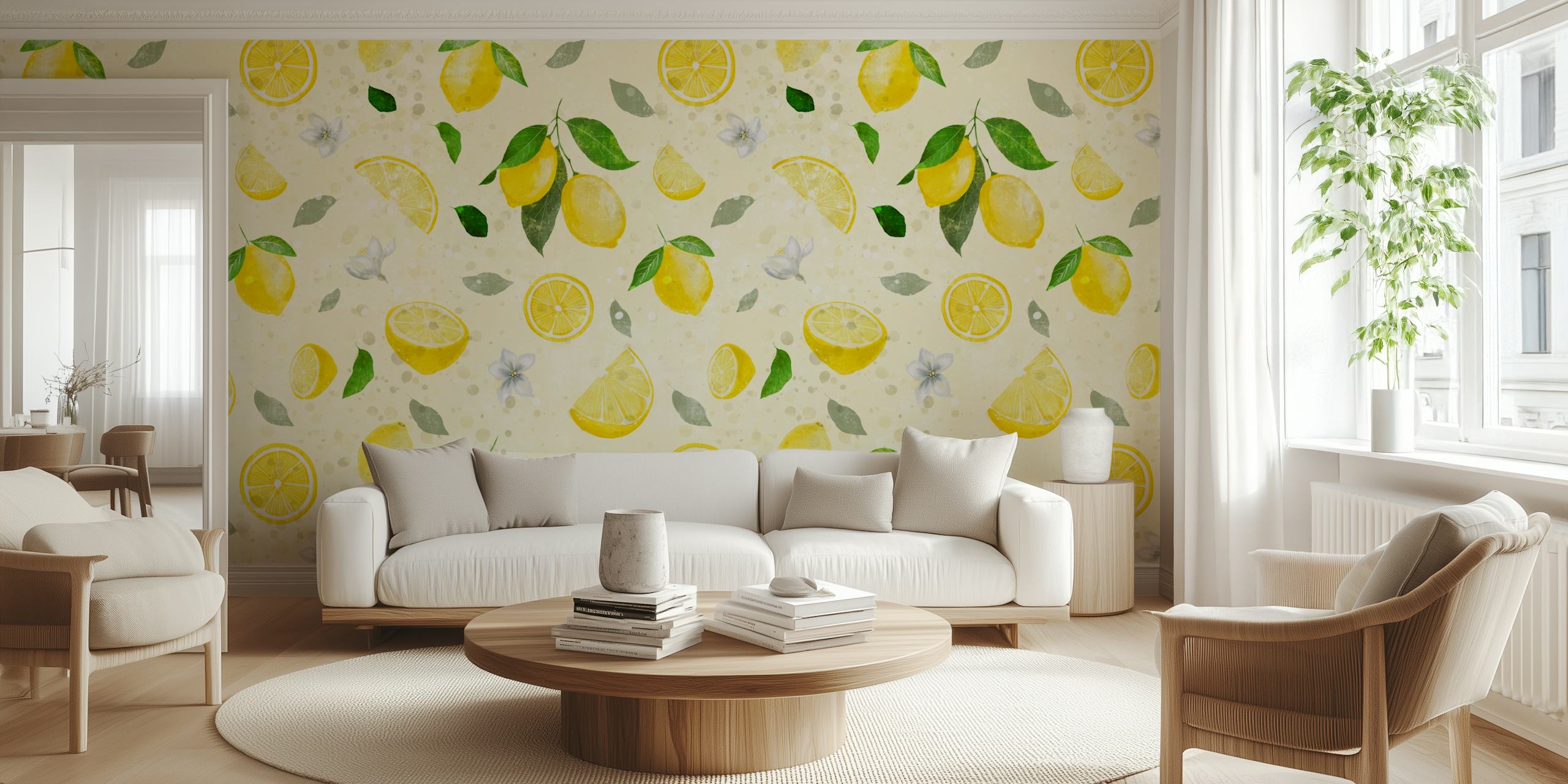 Lemon wall wallpaper in a room