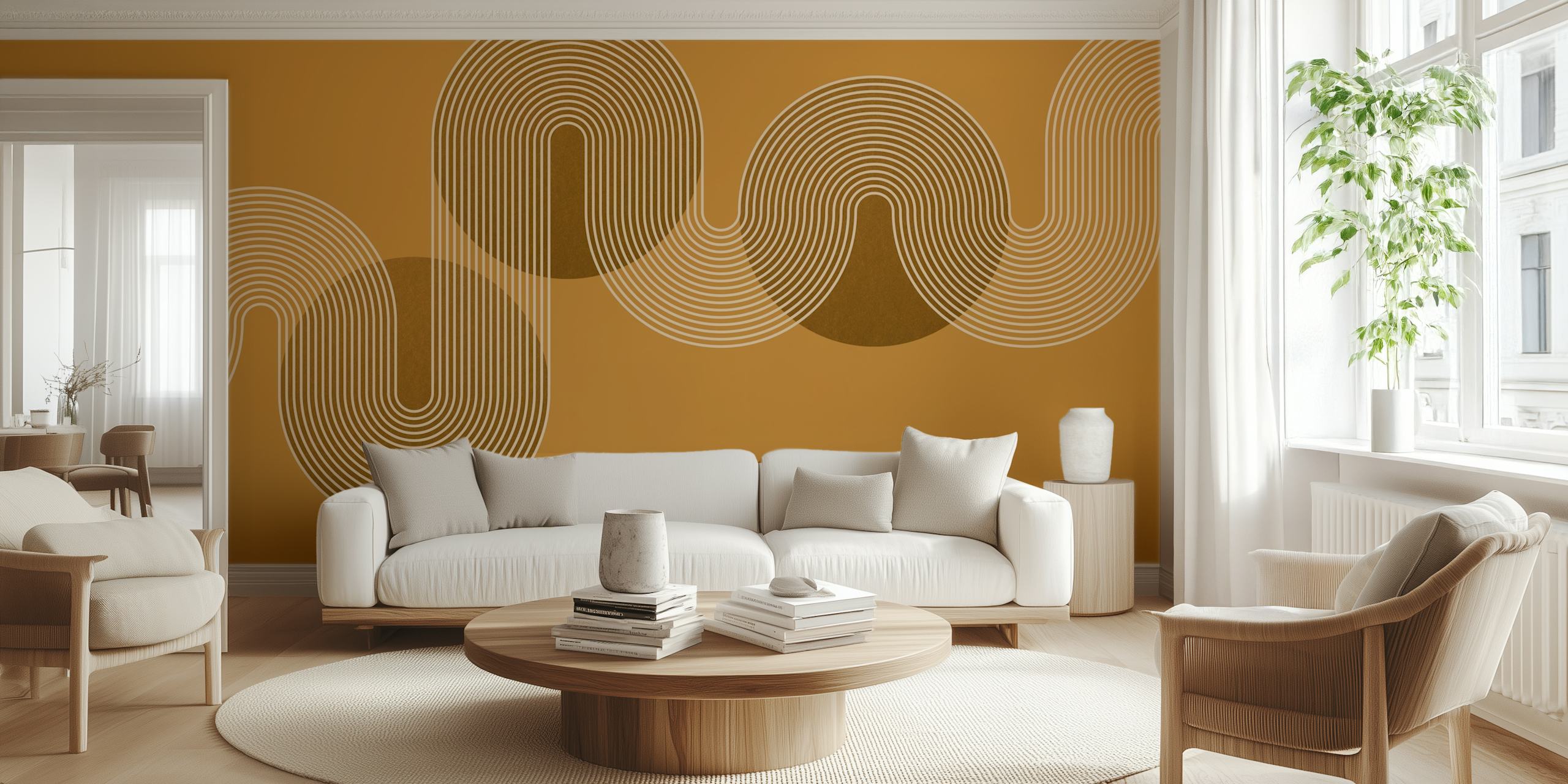 Tapeta Golden Waves Elegance v pokoji