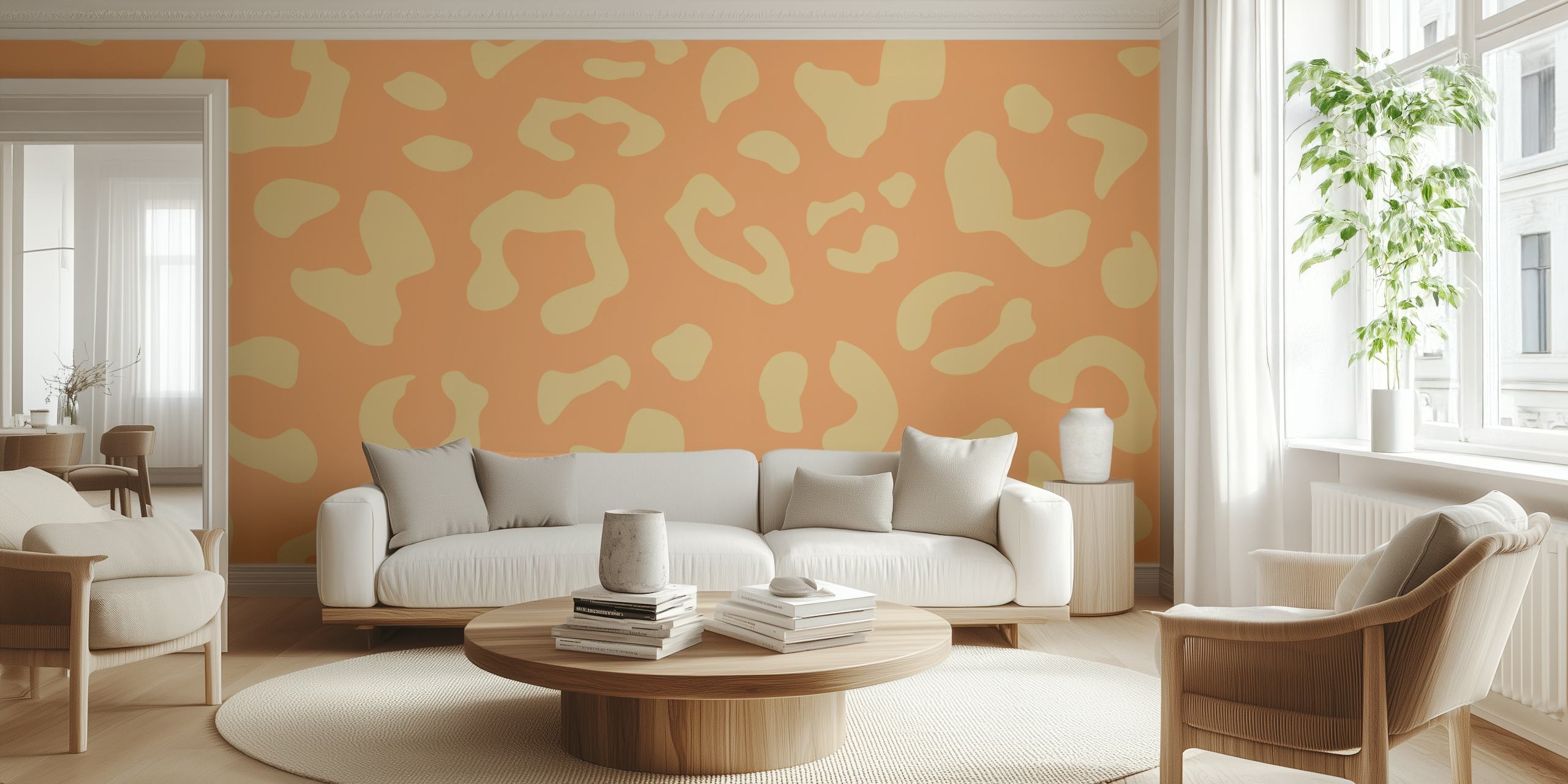 Blush Beige Abstract Animal Shapes papel de pared