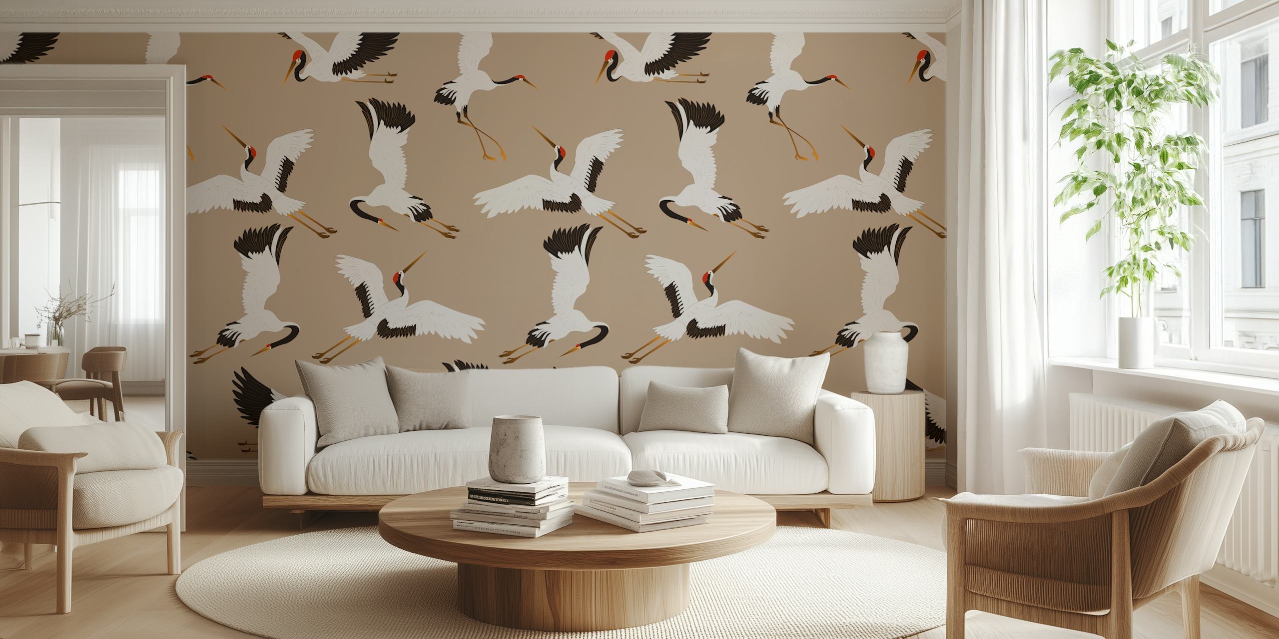 Brown Bird Tapete in einem Raum