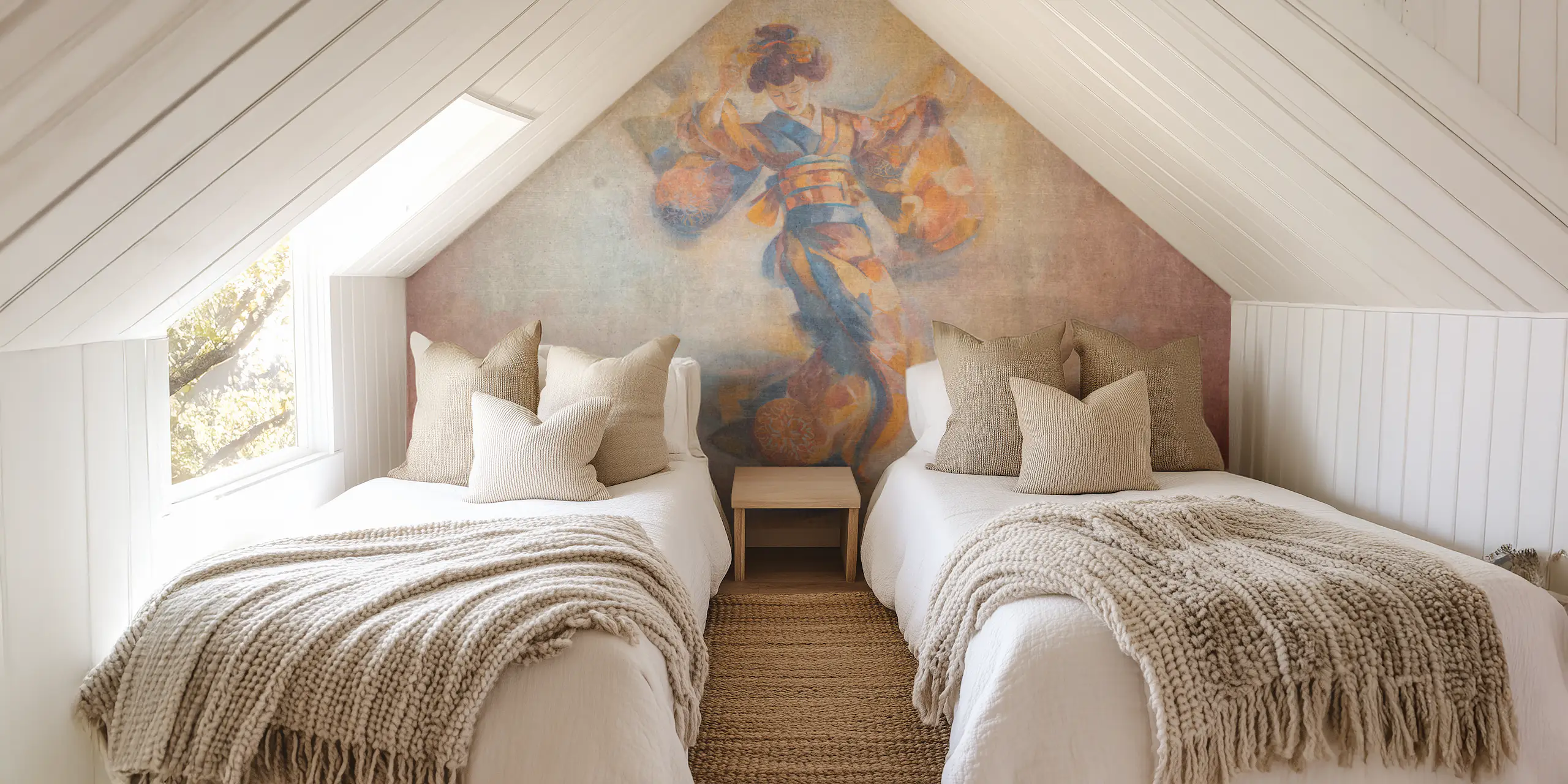 Japanese Geisha Vintage Watercolor Mural | happywall.com