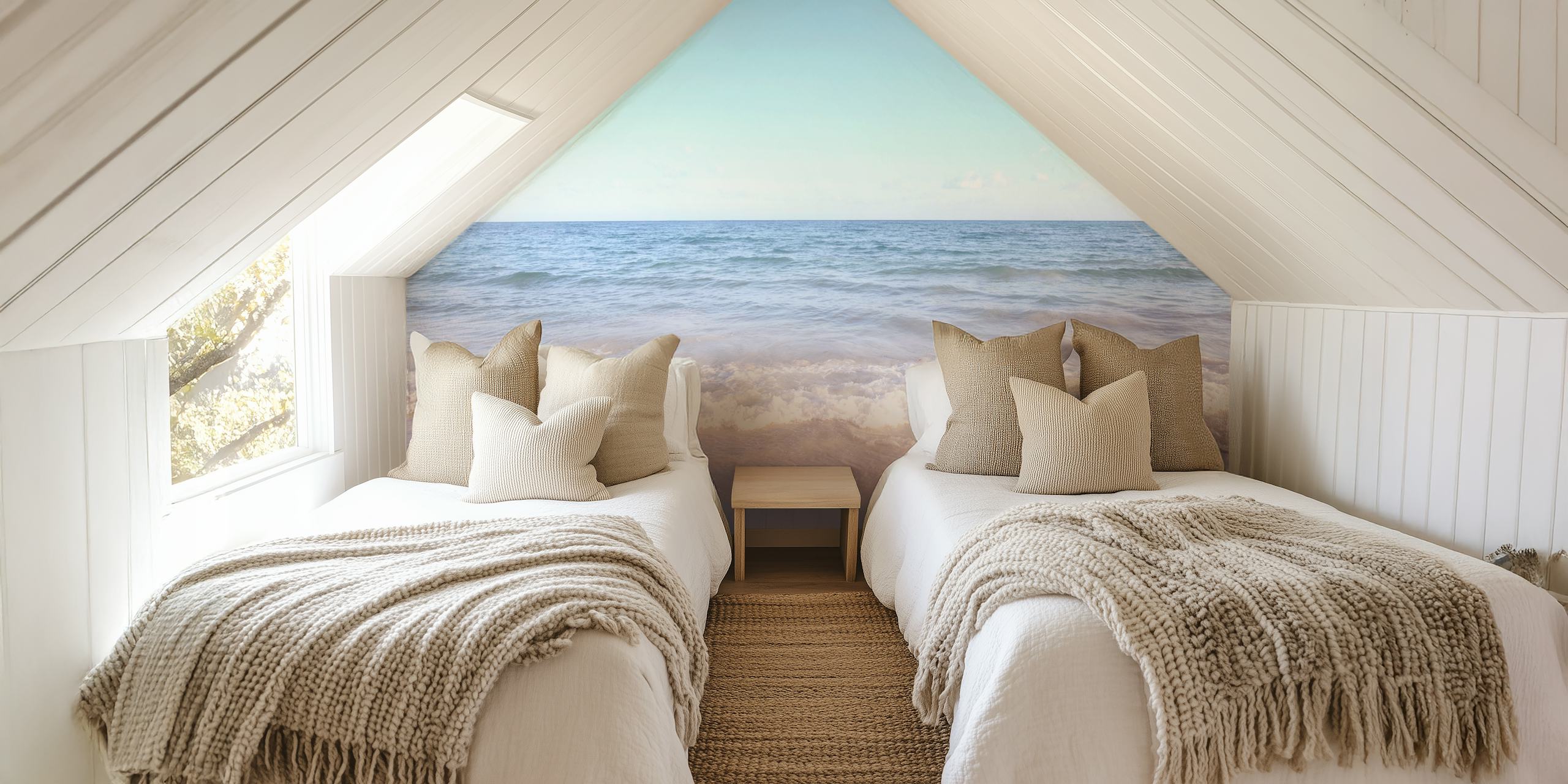 Caribbean ocean wallpaper in a room