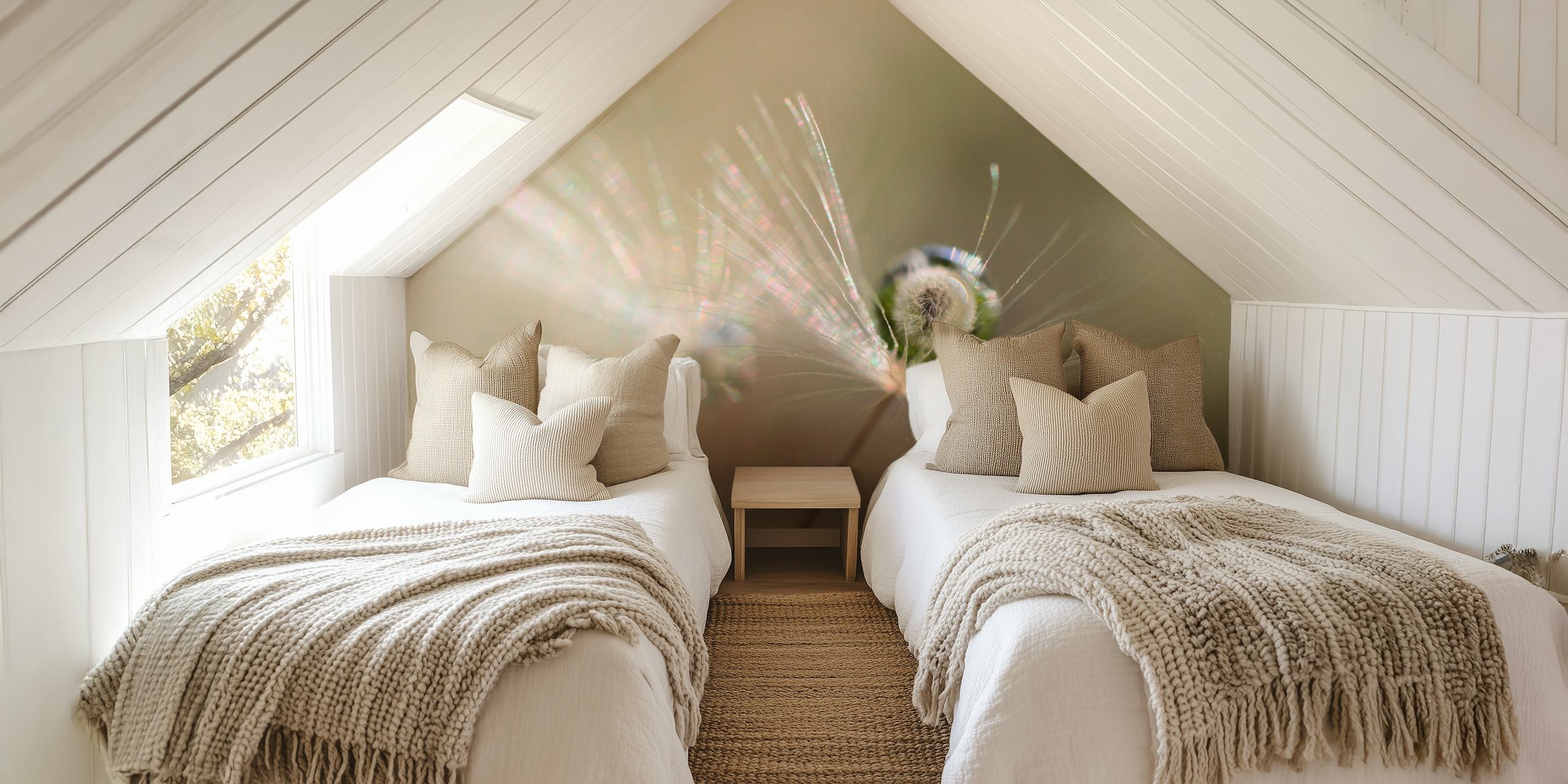 Krupni plan maslačka s kapljicom vode, zidna slika