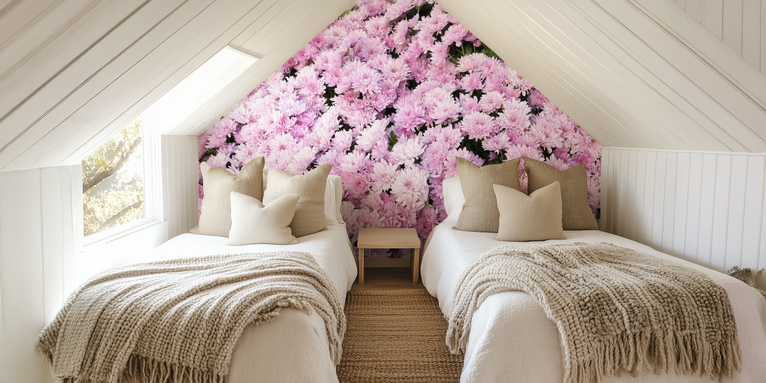 Light Pink Chrysanthemums Tapete in einem Zimmer