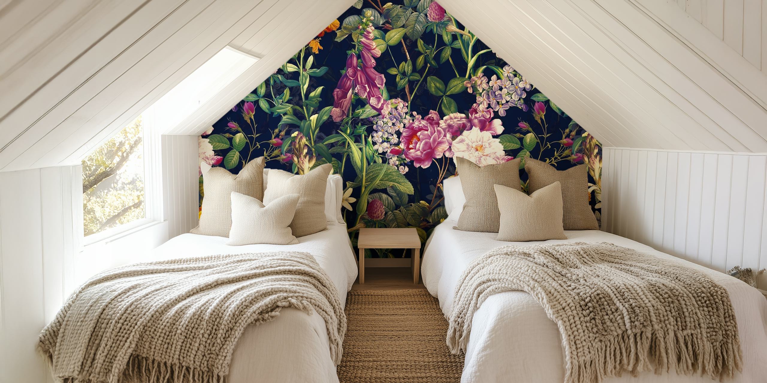 Midnight Forest VII floral wallpaper in a room