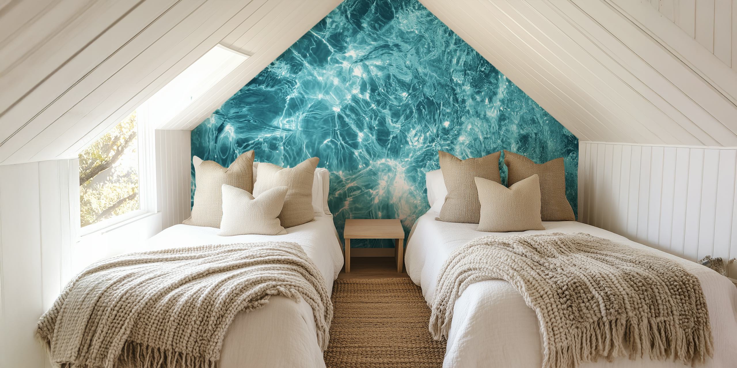 Design de papel de parede Sea Dream 1 em um quarto