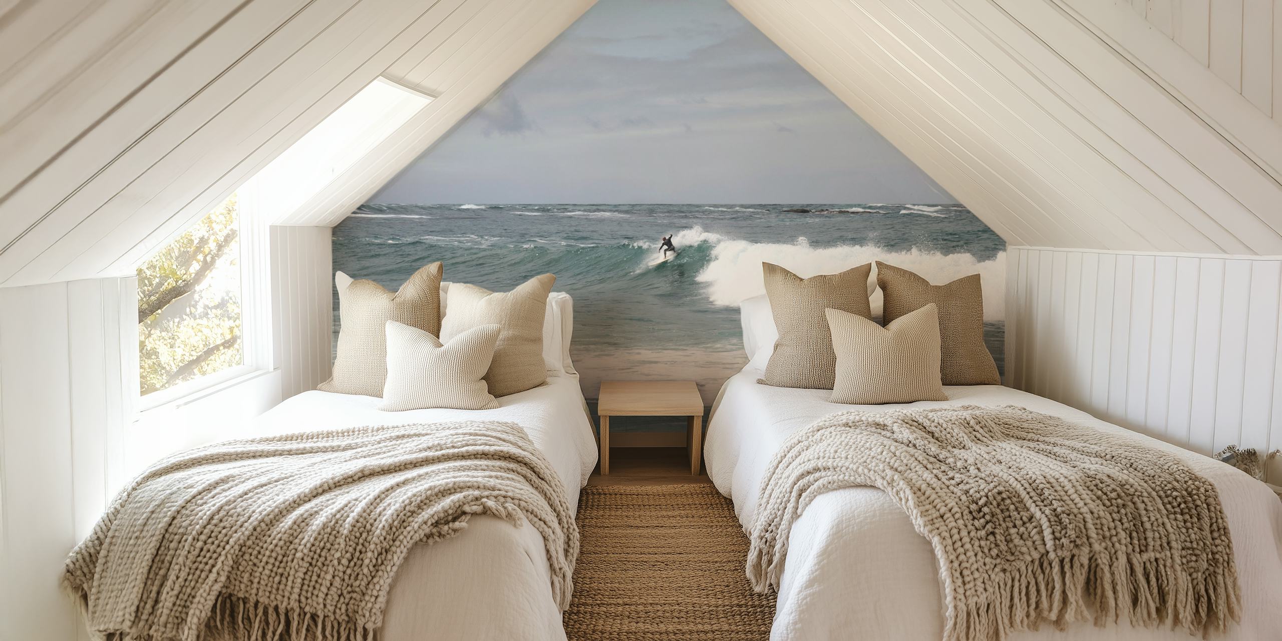 Surfer Riding the Wave 1 tapet i et rom