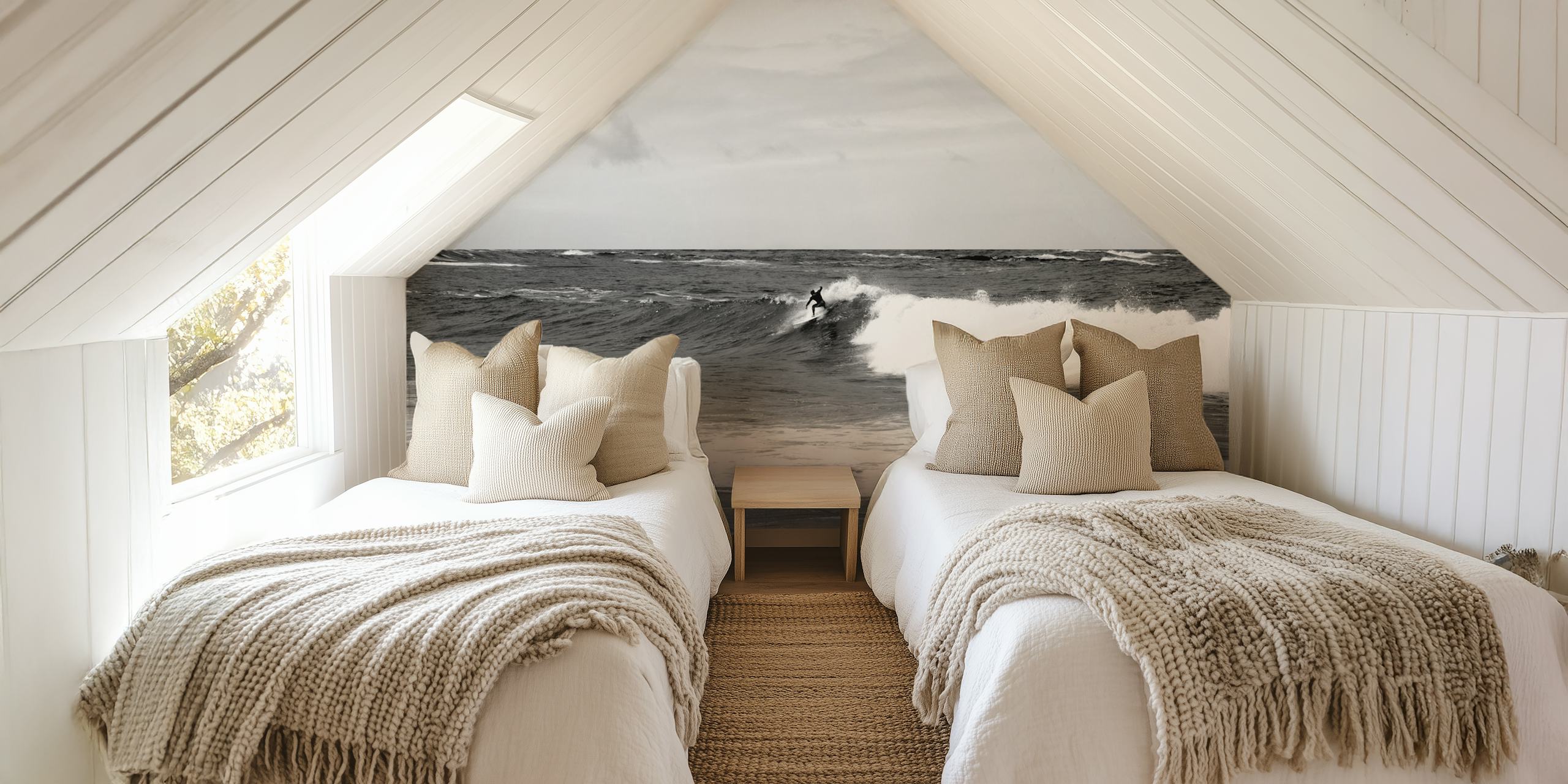Tapetdesign av en Surfer Riding the Wave 2