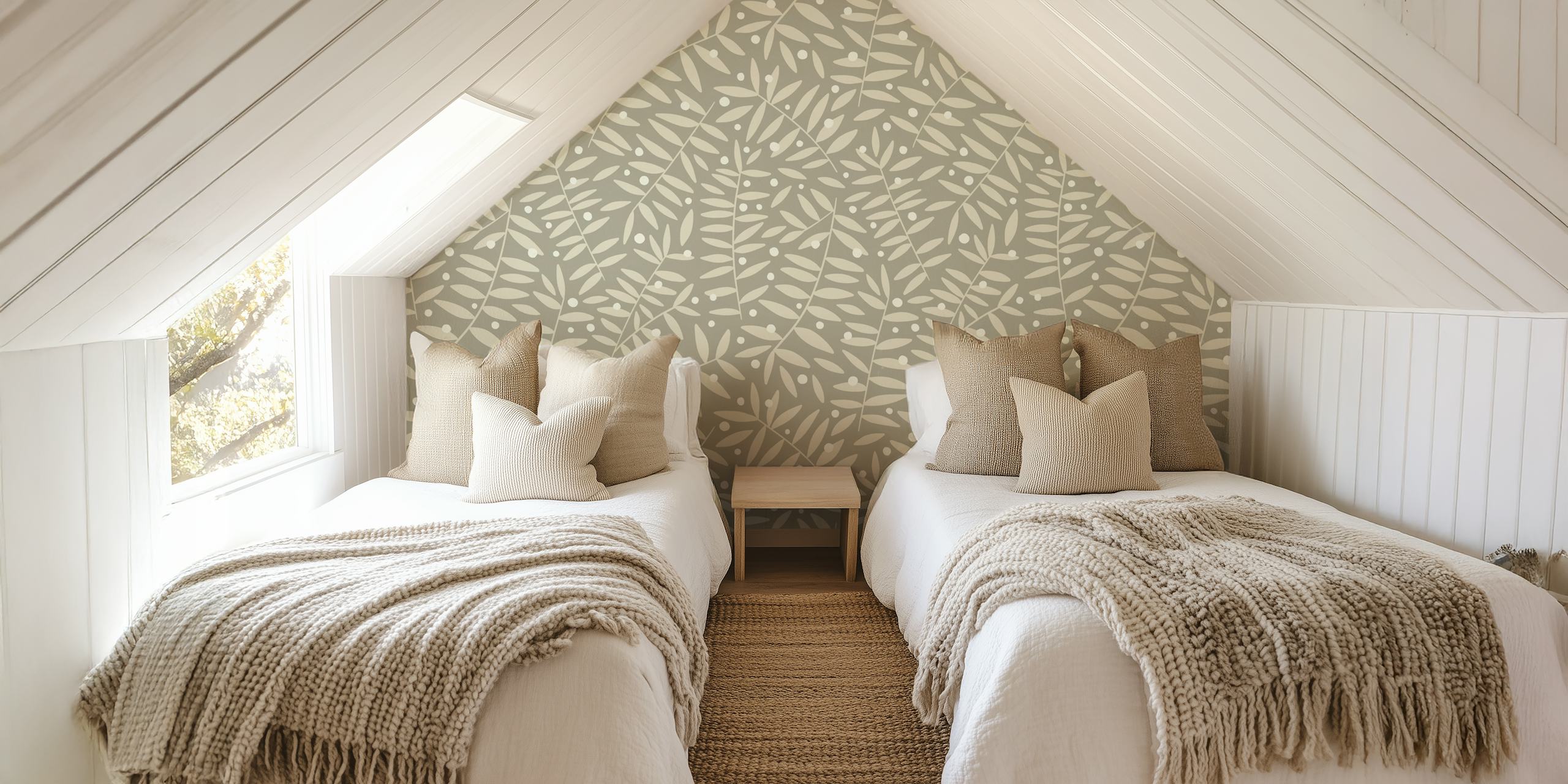 Leaves and Berries wall mural with a pattern of foliage and speckled berries