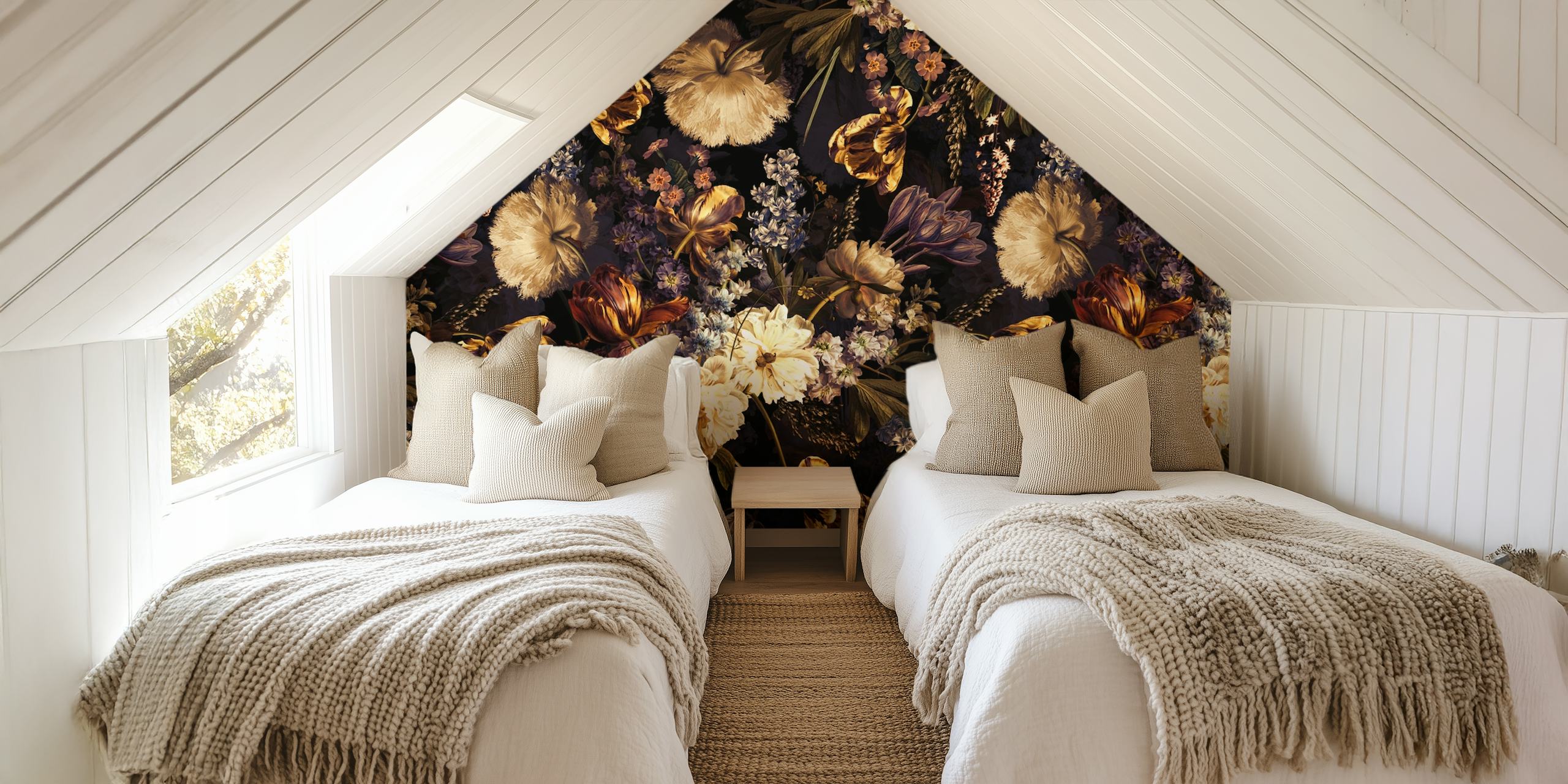 Baroque floral wallpaper in a stylish room