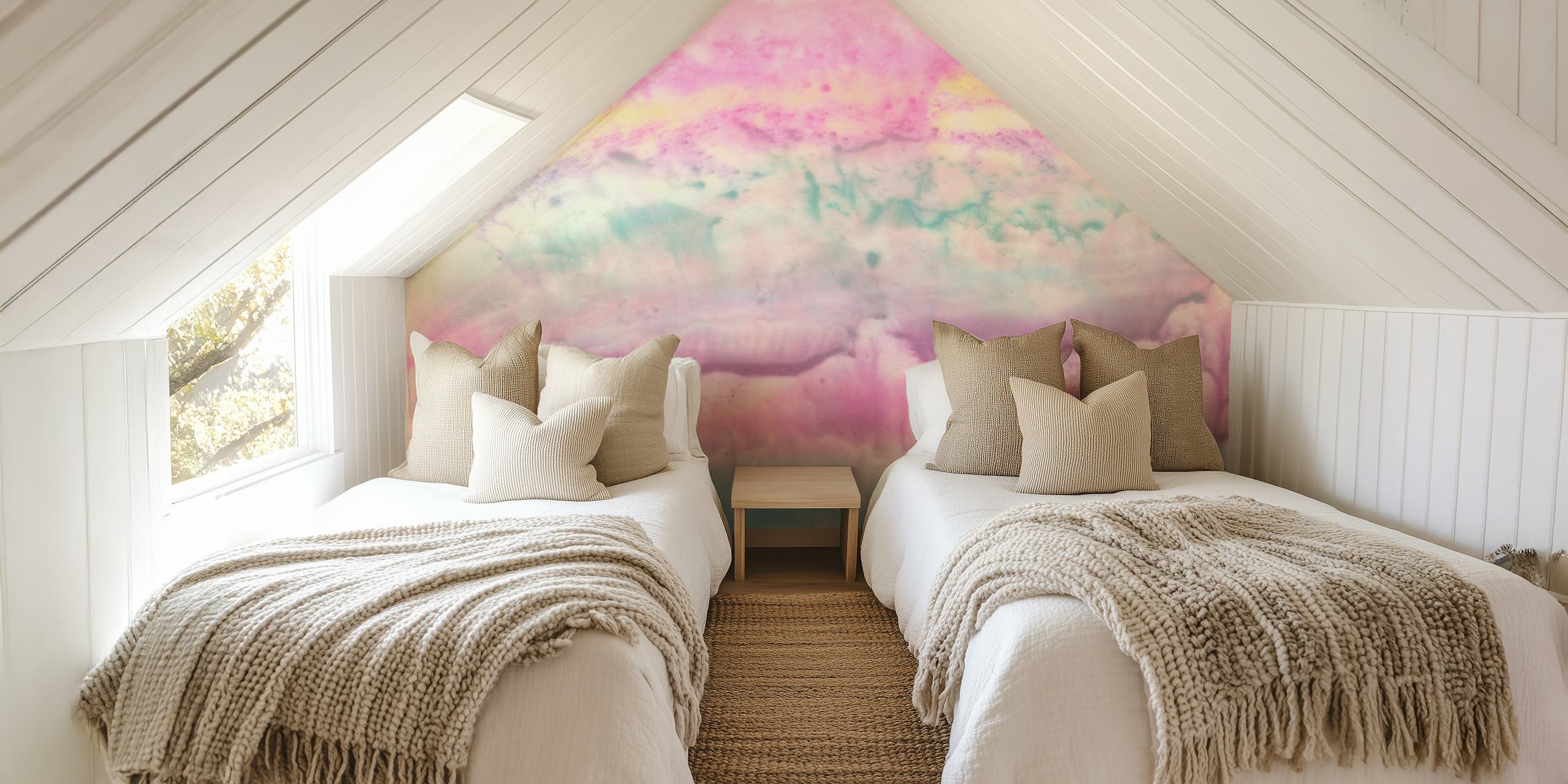 Unicorn Tie Dye wallpaper in a stylish room
