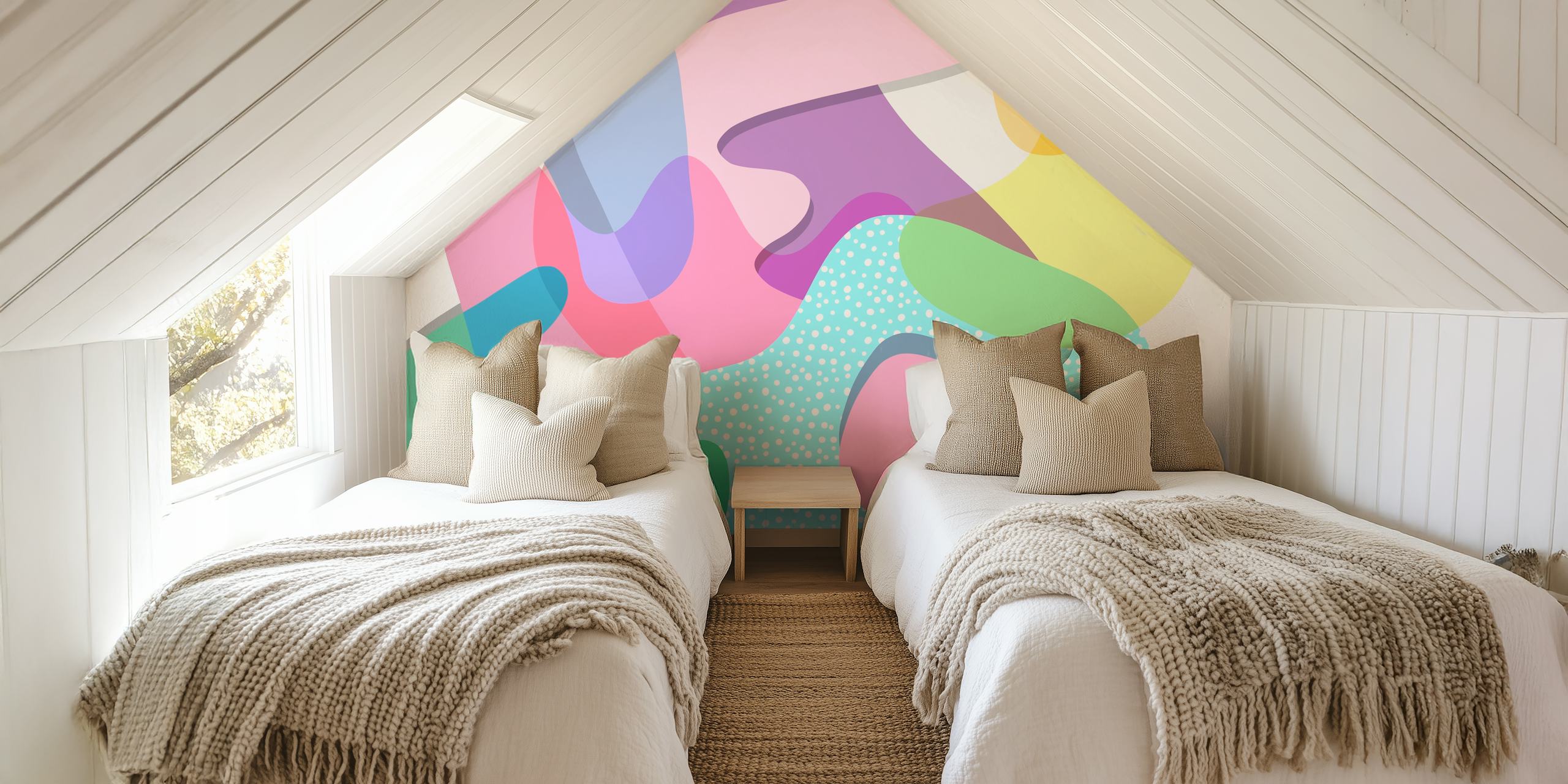 Colorful organic shapes in pastel colors abstract wallpaper