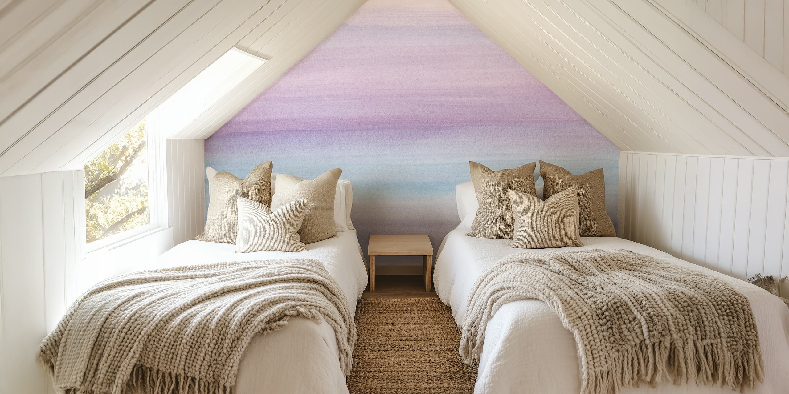 Pastel striped watercolor wallpaper in soft purple and blue hues